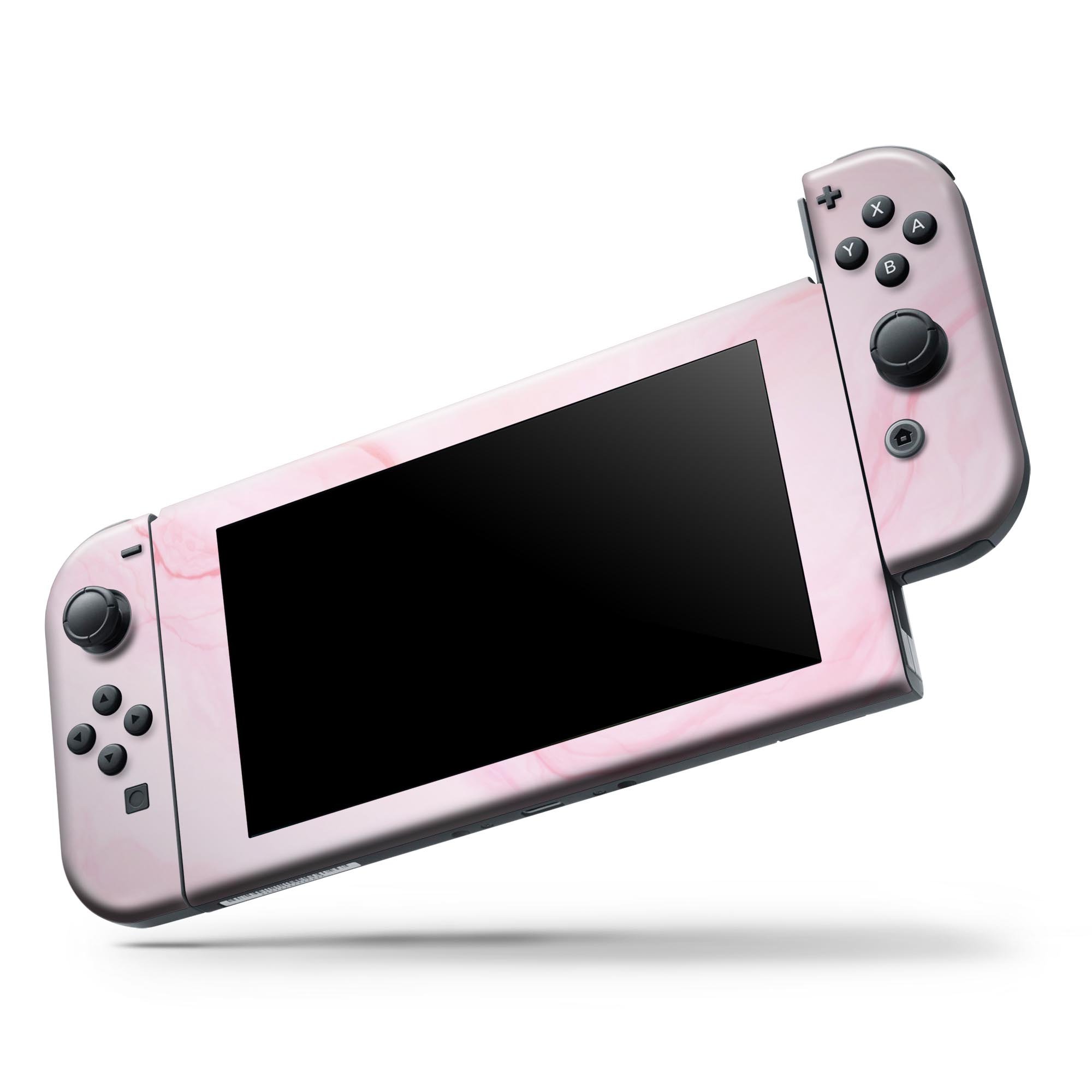 Marble Surface V1 Pink skin decal wrap kit for Nintendo Switch, showcasing a stylish marble design that fits snugly on the console.