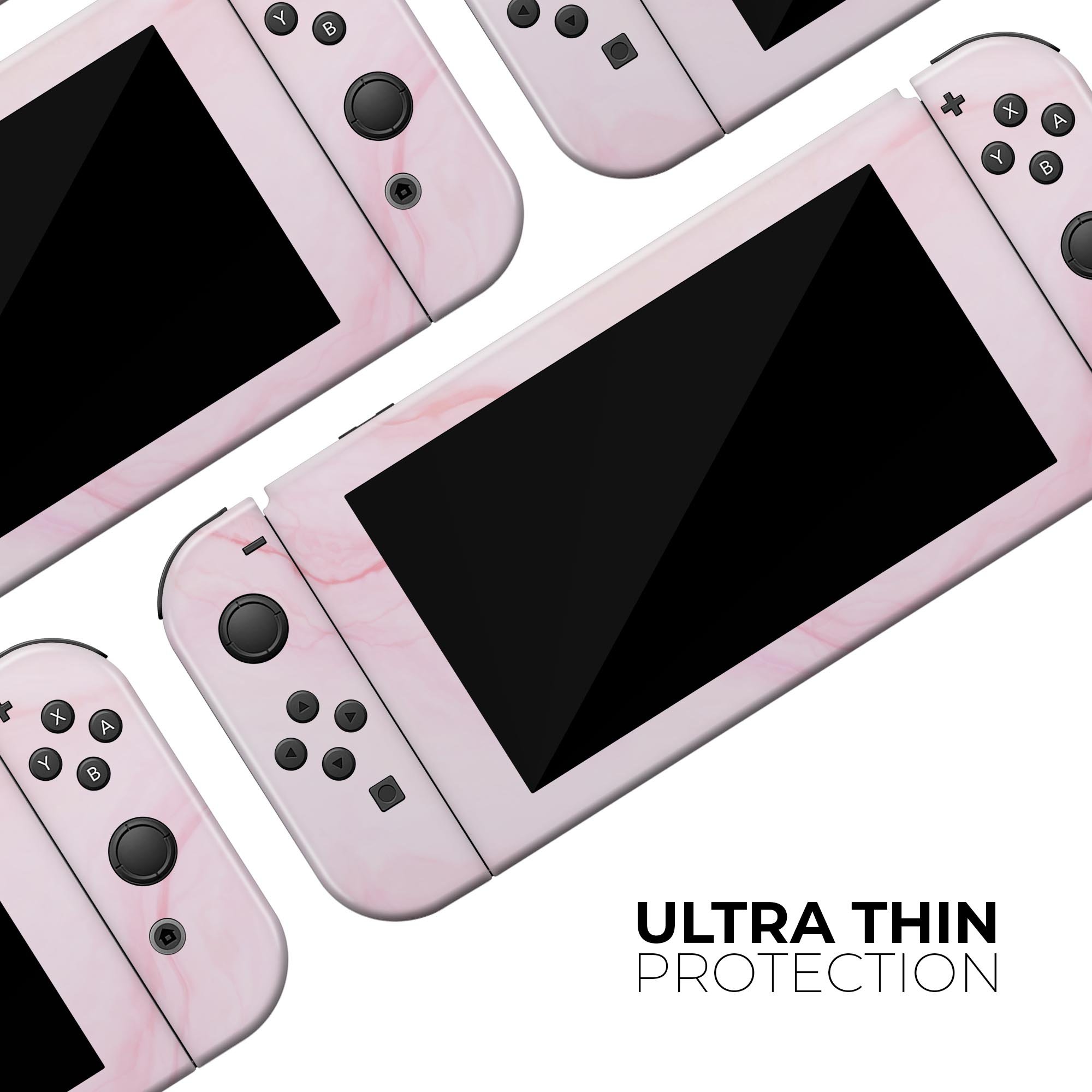 Marble Surface V1 Pink skin decal wrap kit for Nintendo Switch, showcasing a stylish marble design that fits snugly on the console.