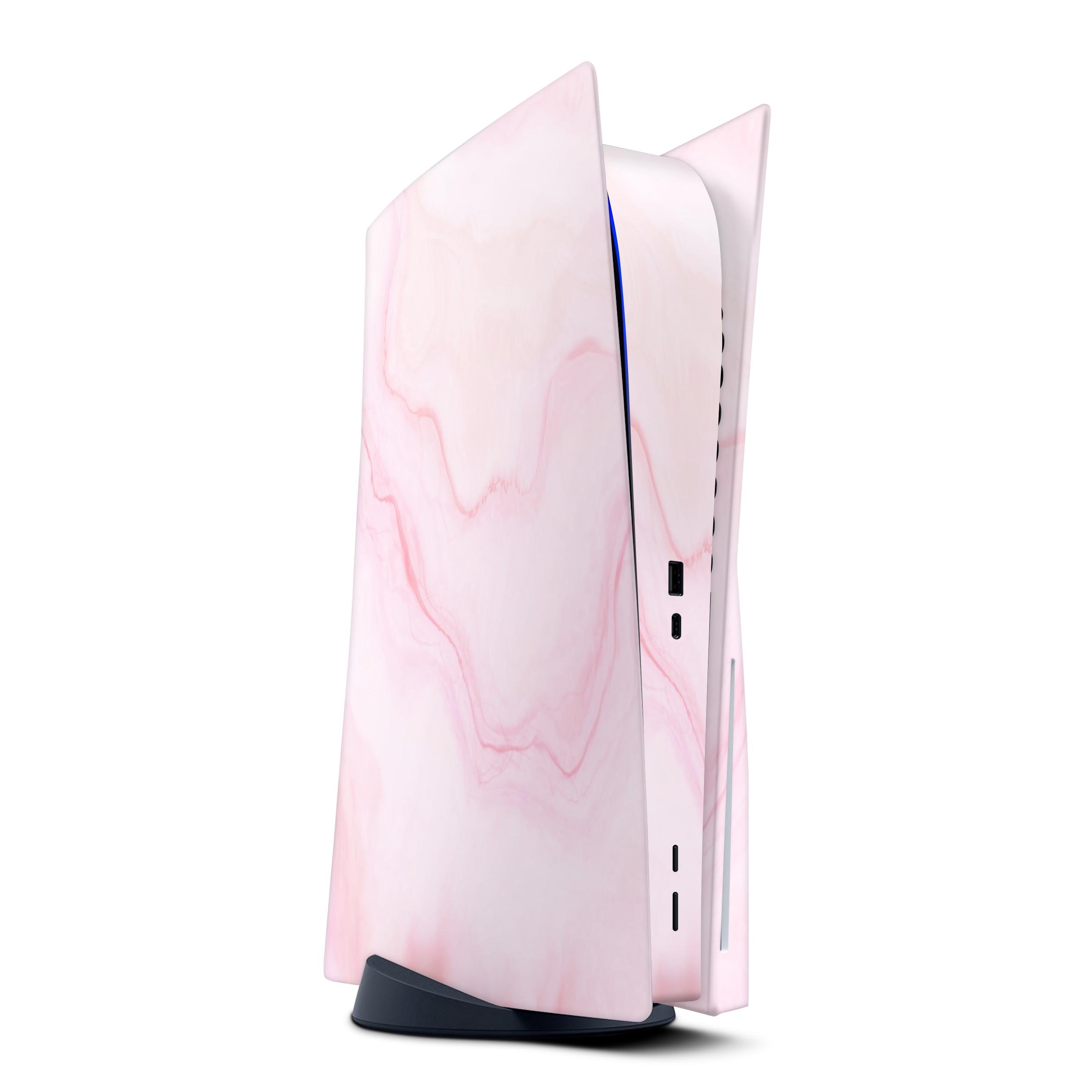 Marble Surface V1 Pink skin decal wrap kit for Sony Playstation 5, showcasing a stylish pink marble design that fits snugly on the console.