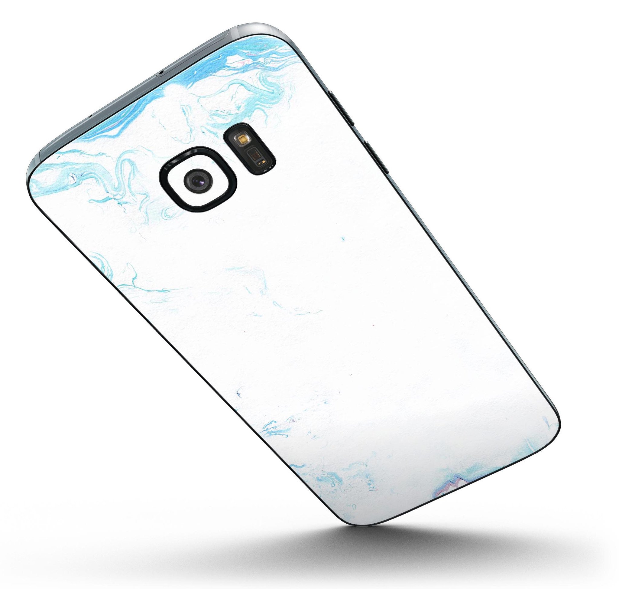 Marbleized Blue Border v2 skin kit for Samsung Galaxy S7 and S7 Edge, showcasing a stylish design and premium vinyl material.