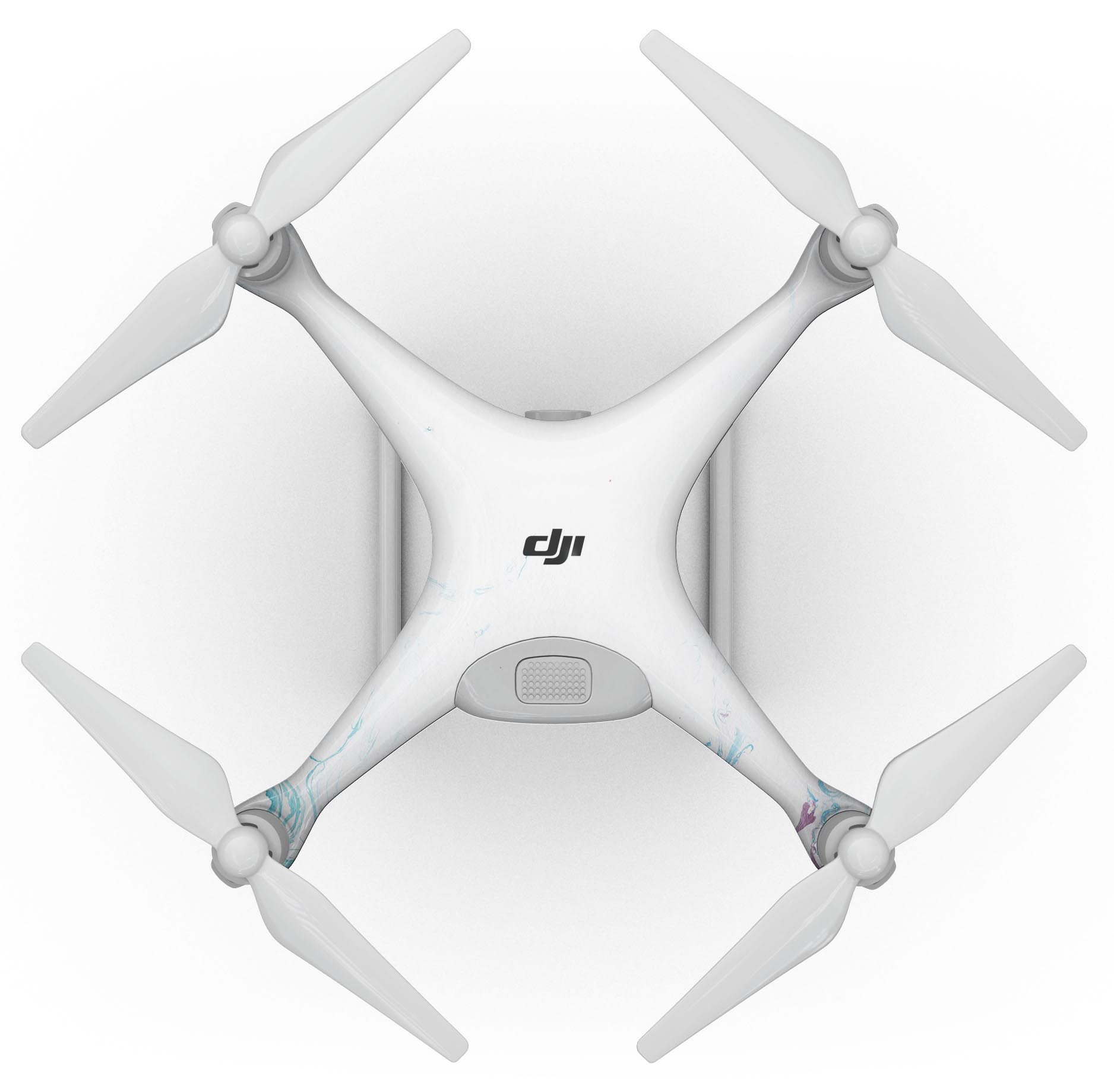 Marbleized Blue Border Full-Body Skin Kit for DJI Phantom 4, showcasing its unique design and protective features.