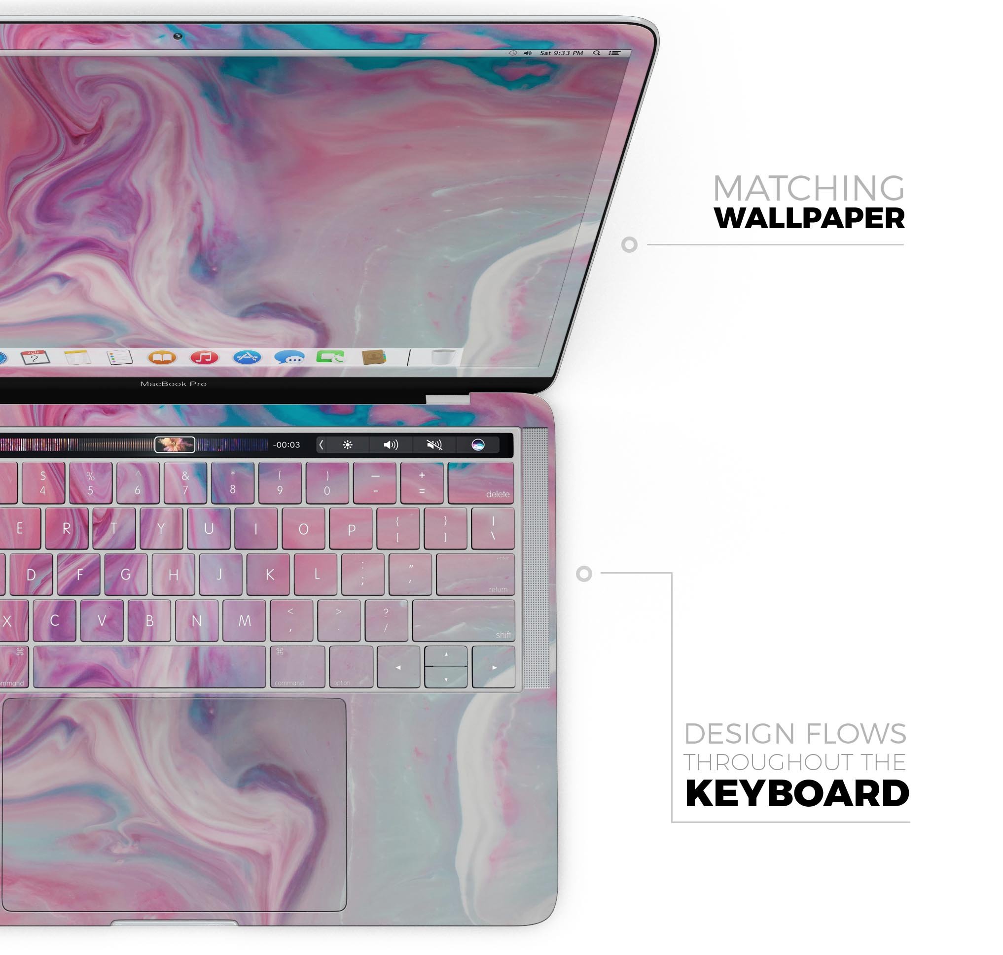 Marbleized Color Paradise V2 skin decal wrap kit for MacBook, showcasing vibrant colors and a sleek design.