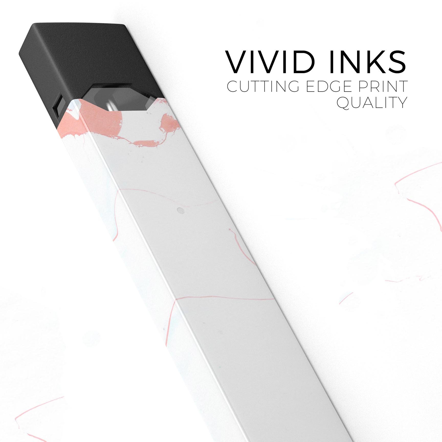 Marbleized Coral and Mint skin-wrap for JUUL vaping device, showcasing vibrant colors and precise cut.