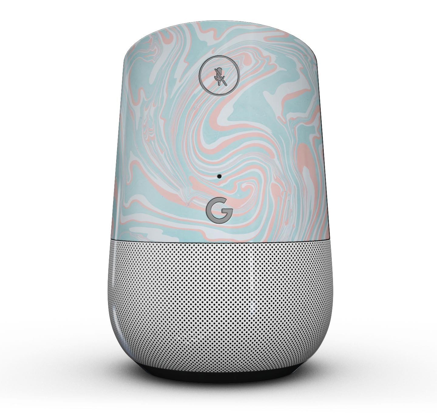 Marbleized Mint and Coral Full-Body Skin Kit for Google Home, showcasing vibrant colors and sleek design.