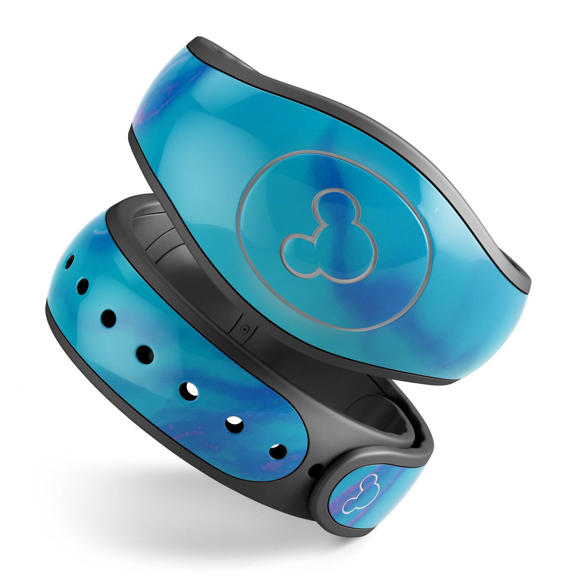 Marbleized Ocean Blue decal skin wrap kit for Disney Magic Band, showcasing a stylish and protective design.