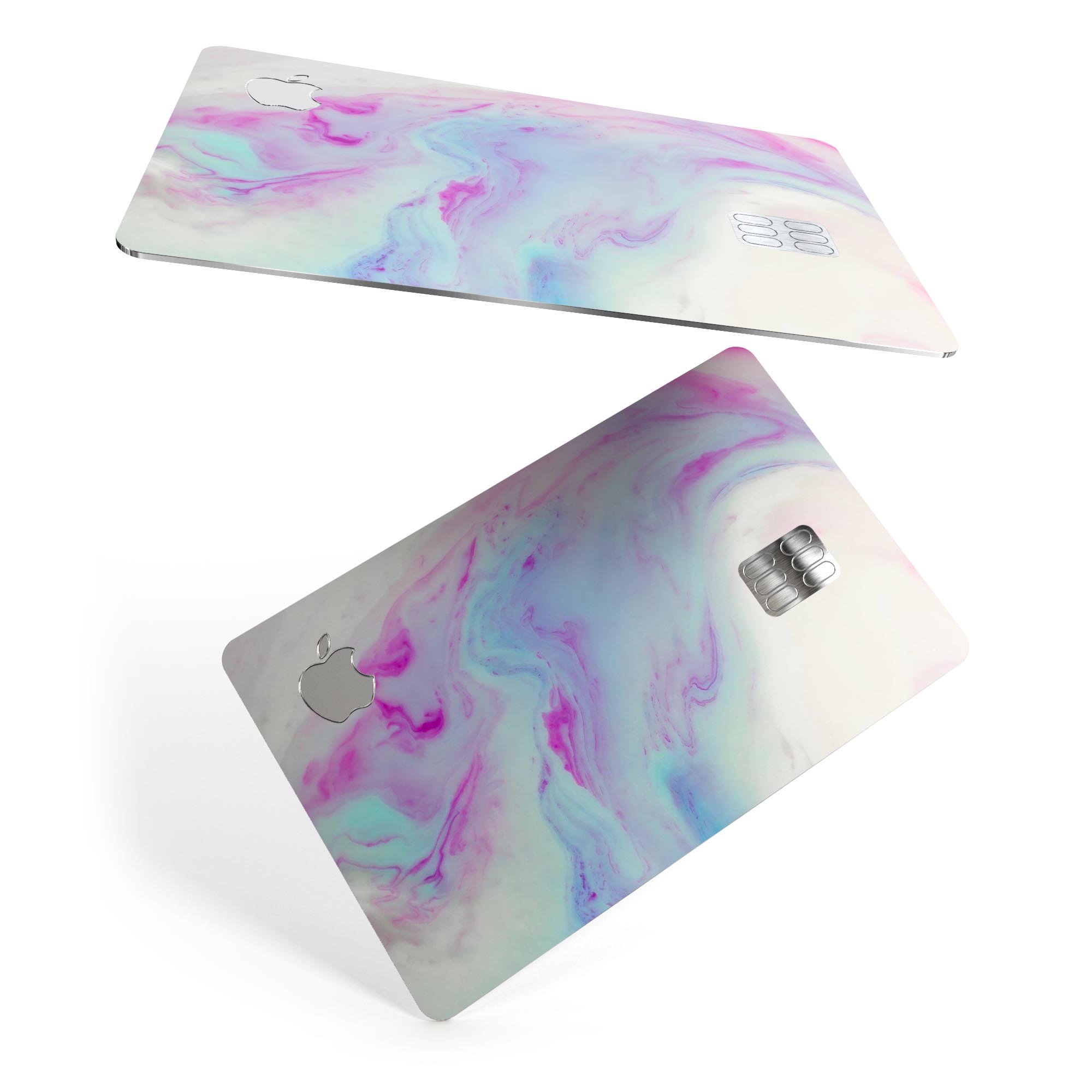Marbleized Paradise V072 decal skin for Apple Card, showcasing premium vinyl design with a glossy finish.