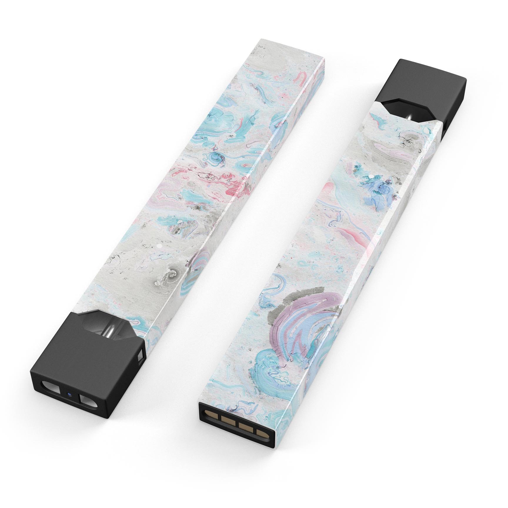 Marbleized Pink and Blue Blotch skin-wrap for JUUL vaping device, showcasing vibrant colors and a sleek design.