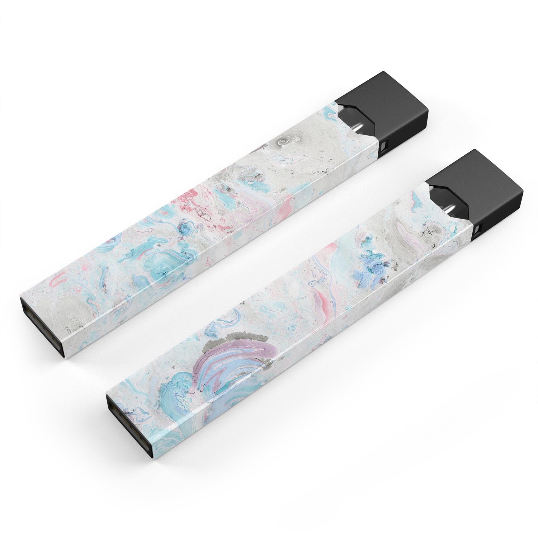 Marbleized Pink and Blue Blotch skin-wrap for JUUL vaping device, showcasing vibrant colors and a sleek design.