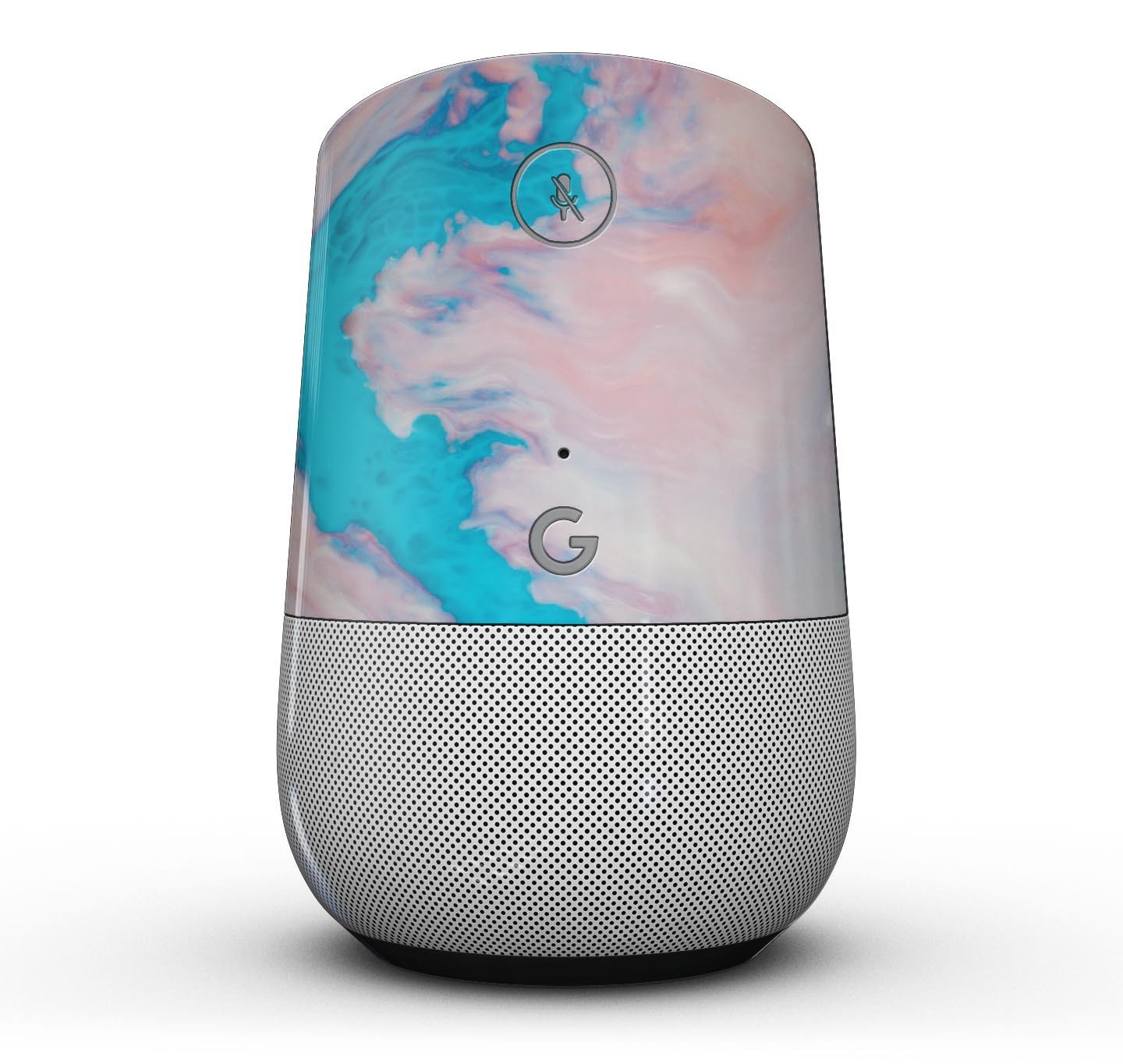 Marbleized Pink and Blue Paradise V322 Full-Body Skin Kit for Google Home Assistant, showcasing a vibrant marble design.