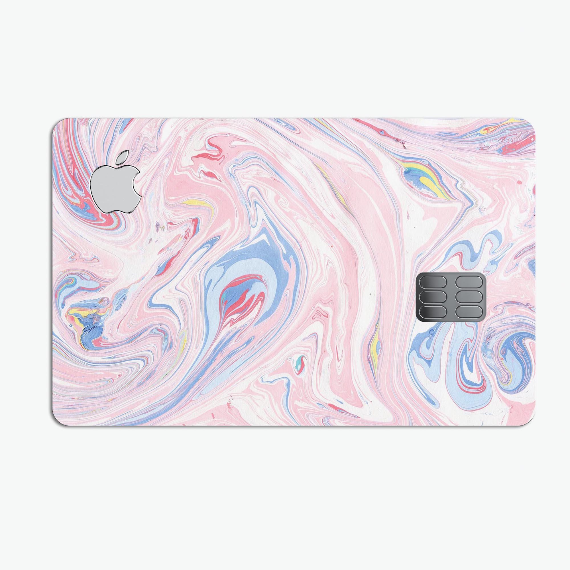 Marbleized Pink and Blue Swirl V2123 decal for Apple Card, showcasing a stylish design with premium vinyl protection.