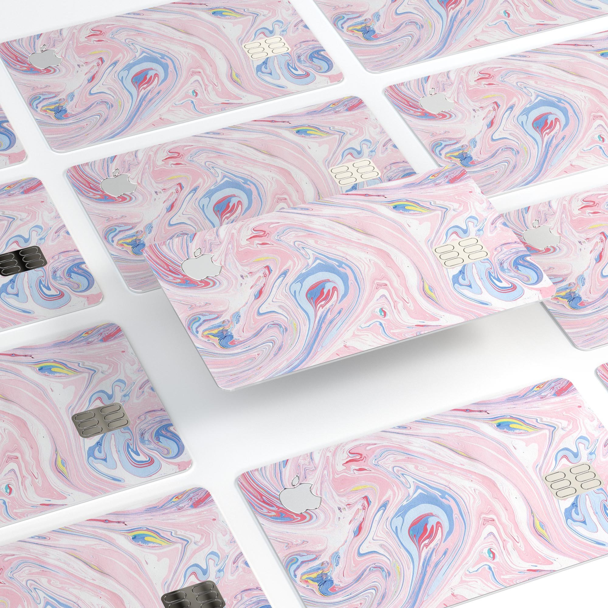 Marbleized Pink and Blue Swirl V2123 decal for Apple Card, showcasing a stylish design with premium vinyl protection.