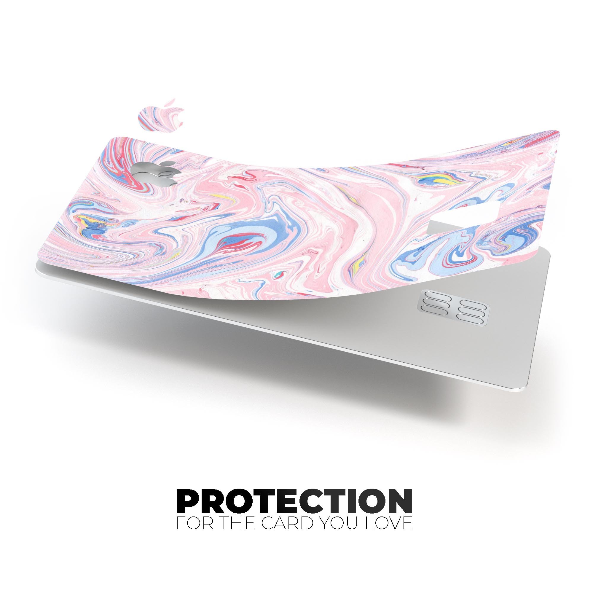 Marbleized Pink and Blue Swirl V2123 decal for Apple Card, showcasing a stylish design with premium vinyl protection.