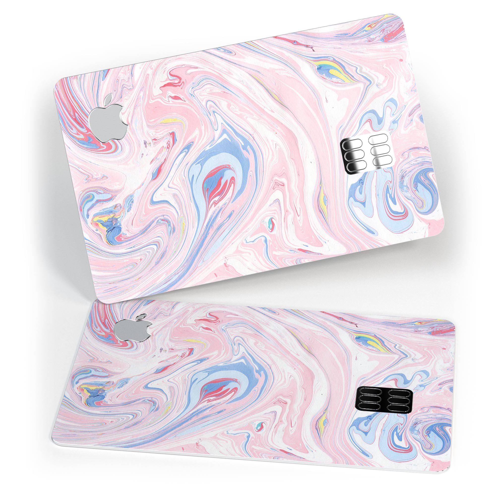 Marbleized Pink and Blue Swirl V2123 decal for Apple Card, showcasing a stylish design with premium vinyl protection.