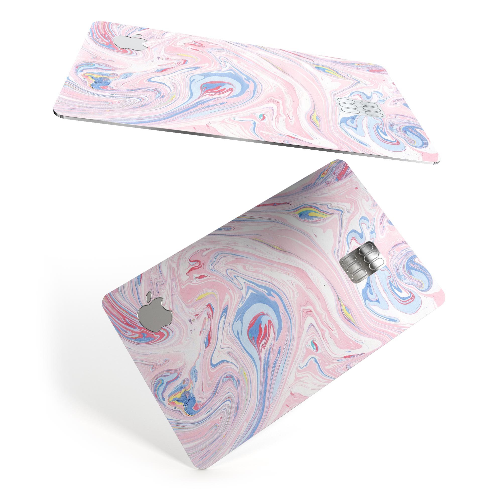 Marbleized Pink and Blue Swirl V2123 decal for Apple Card, showcasing a stylish design with premium vinyl protection.