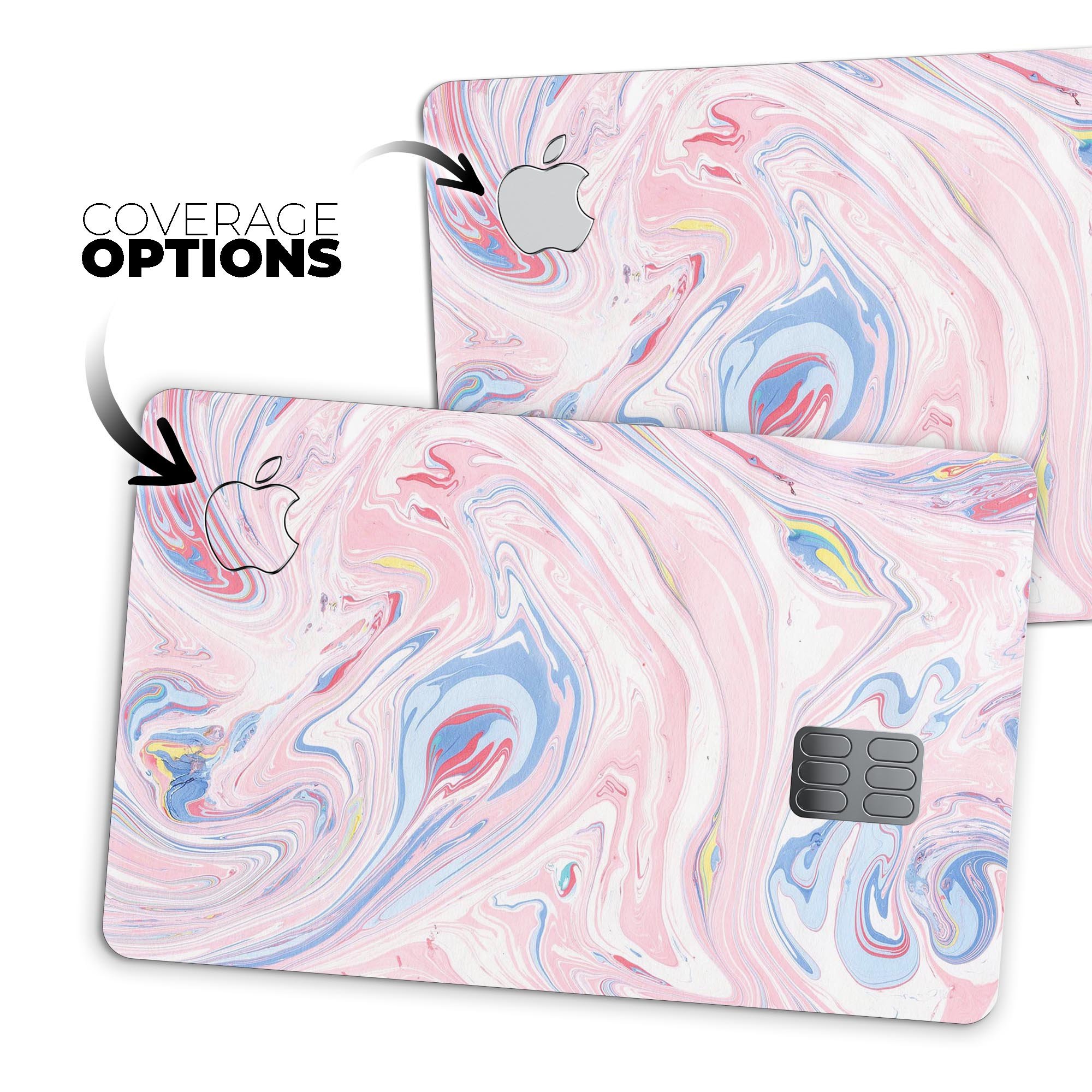 Marbleized Pink and Blue Swirl V2123 decal for Apple Card, showcasing a stylish design with premium vinyl protection.