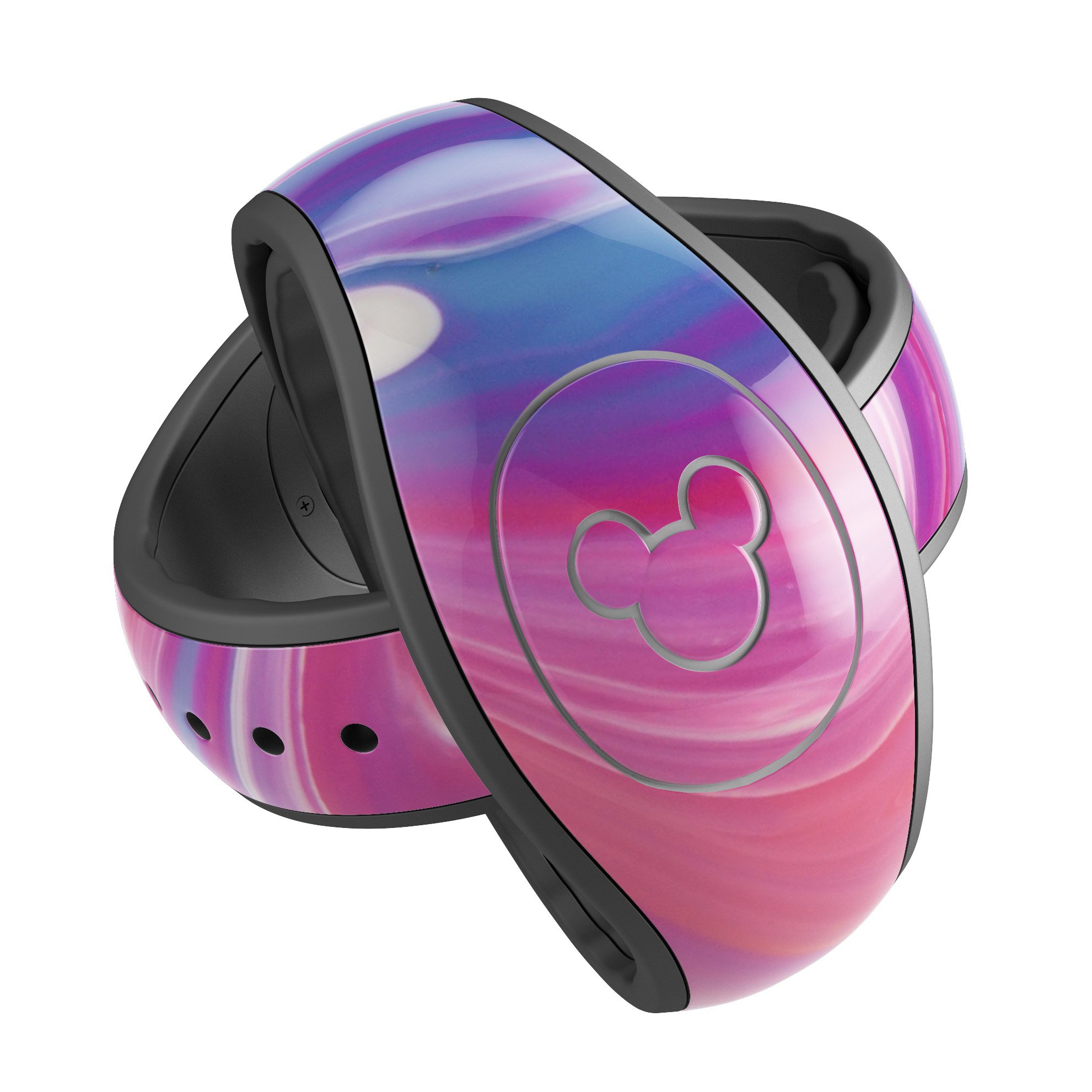 Marbleized Pink and Blue Decal Skin Wrap Kit for Disney Magic Band, showcasing vibrant colors and unique design.