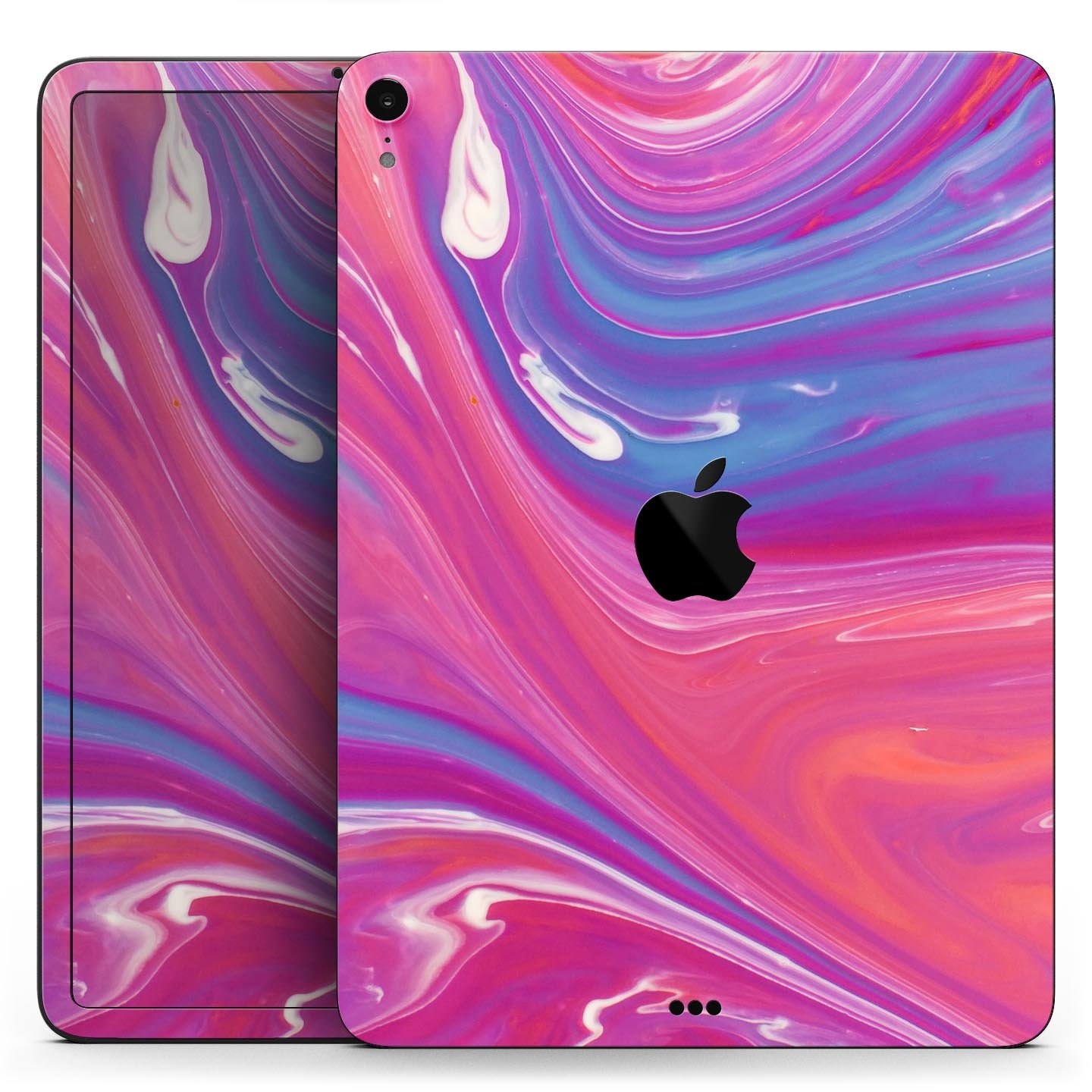 Marbleized Pink and Blue v391 Full Body Skin Decal for Apple, showcasing vibrant colors and a sleek design.