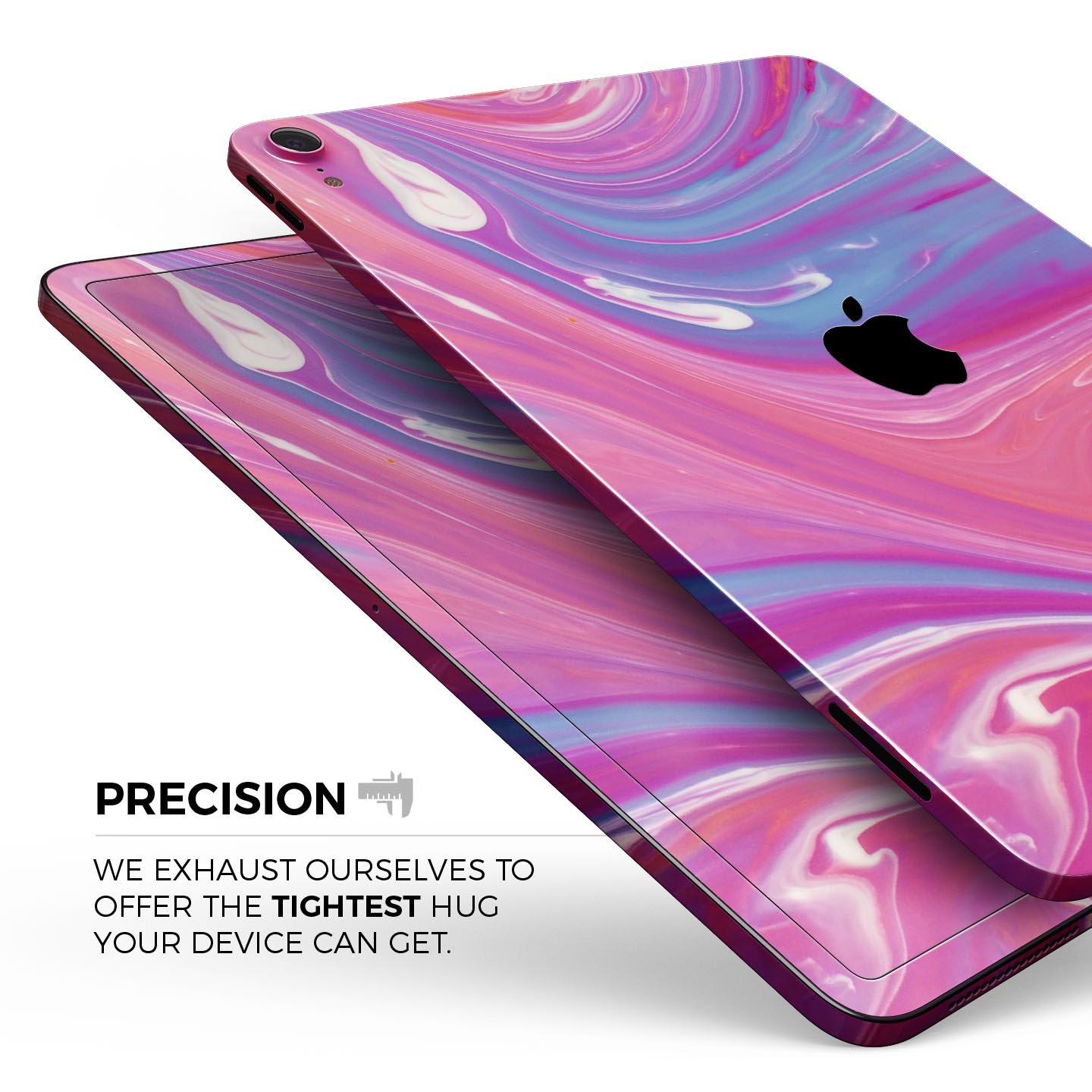 Marbleized Pink and Blue v391 Full Body Skin Decal for Apple, showcasing vibrant colors and a sleek design.