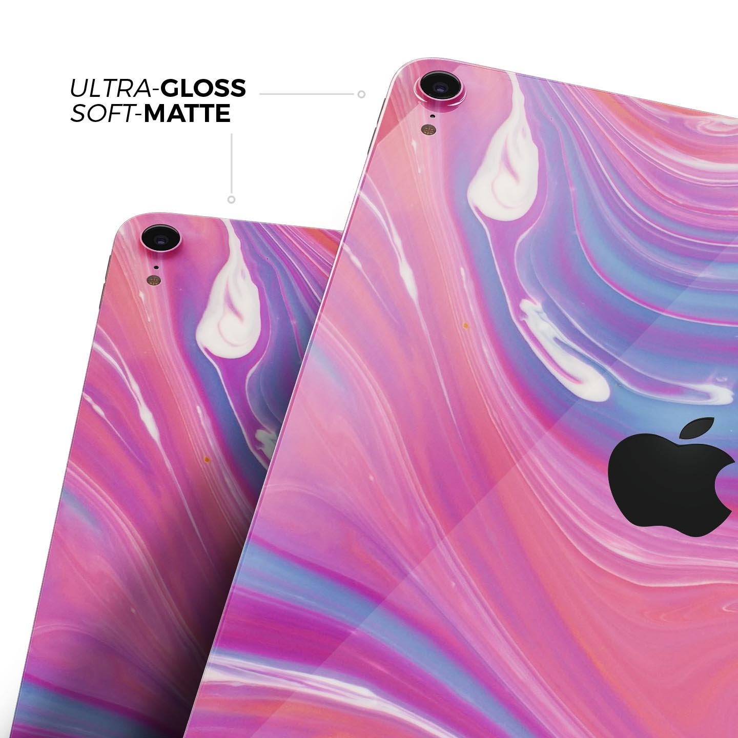 Marbleized Pink and Blue v391 Full Body Skin Decal for Apple, showcasing vibrant colors and a sleek design.