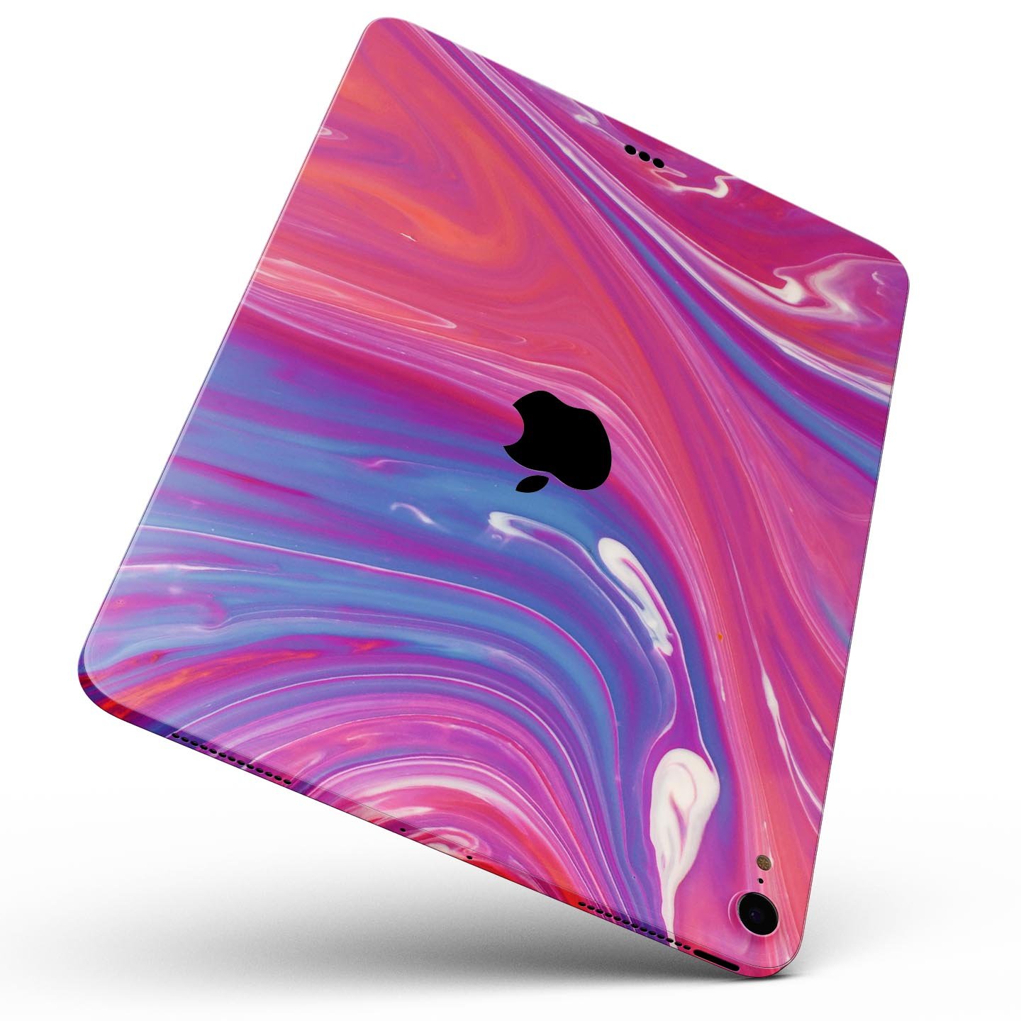 Marbleized Pink and Blue v391 Full Body Skin Decal for Apple, showcasing vibrant colors and a sleek design.