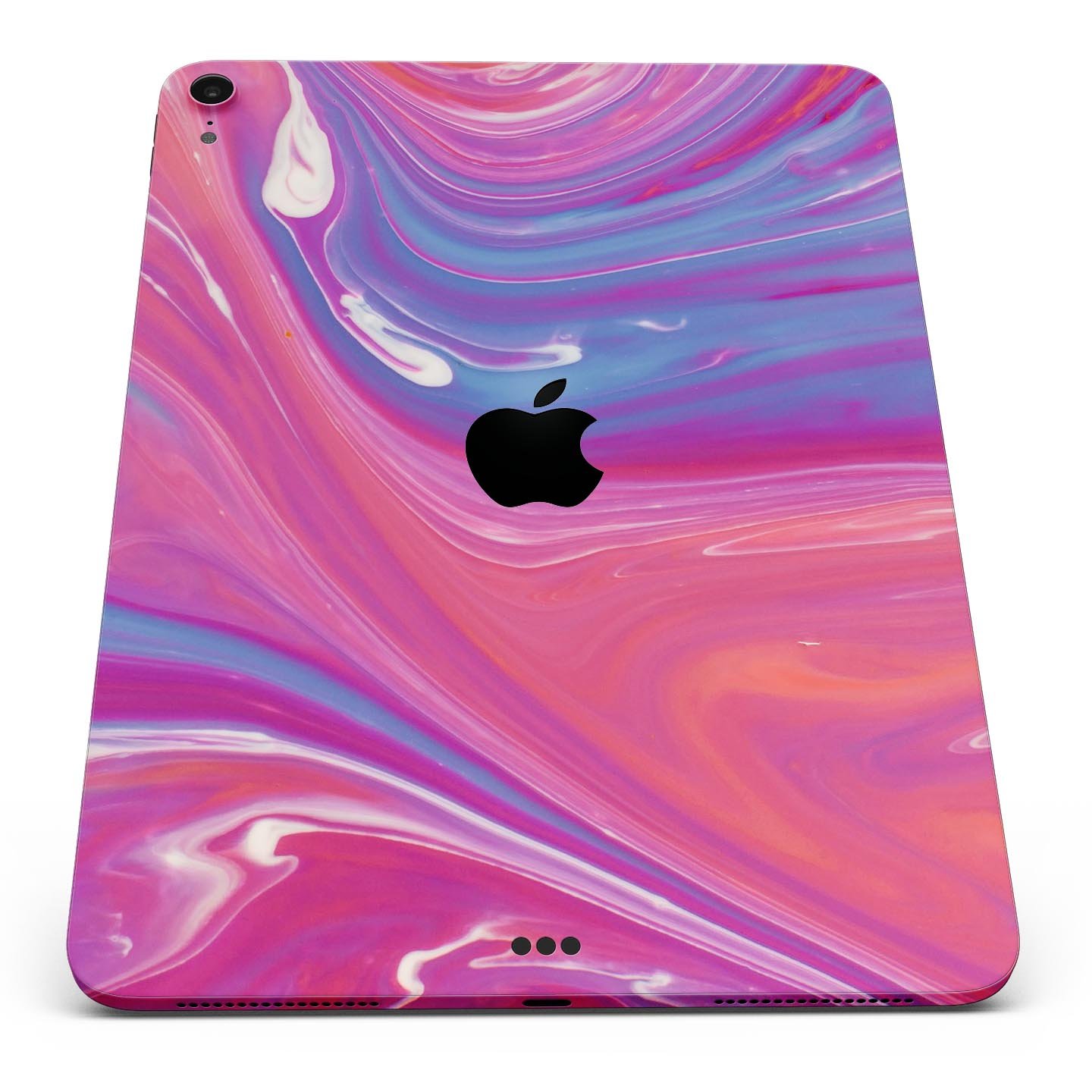 Marbleized Pink and Blue v391 Full Body Skin Decal for Apple, showcasing vibrant colors and a sleek design.