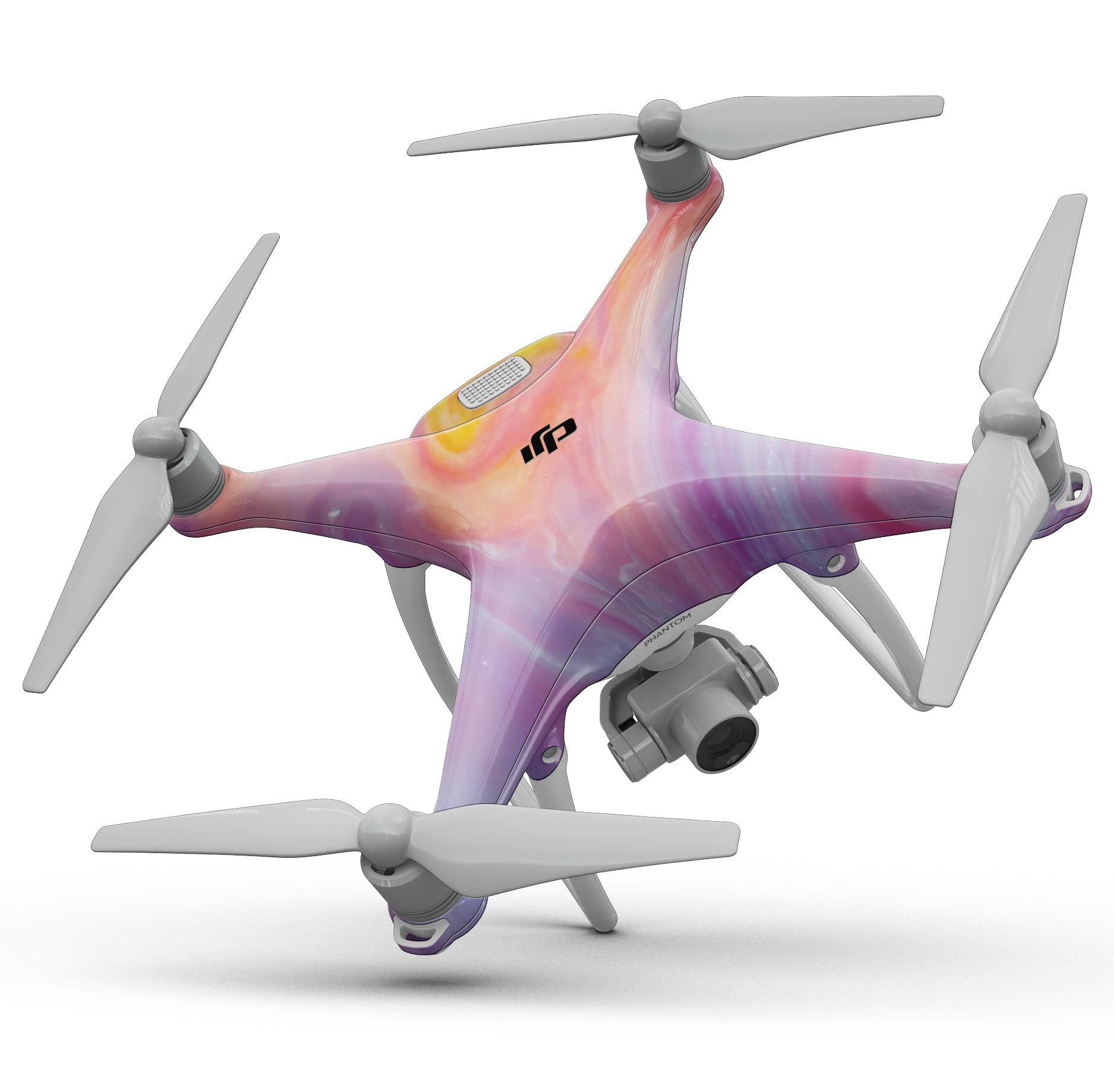 Marbleized Pink and Purple Paradise V2 Full-Body Skin Kit for DJI Phantom 4 Drone, showcasing vibrant colors and sleek design.