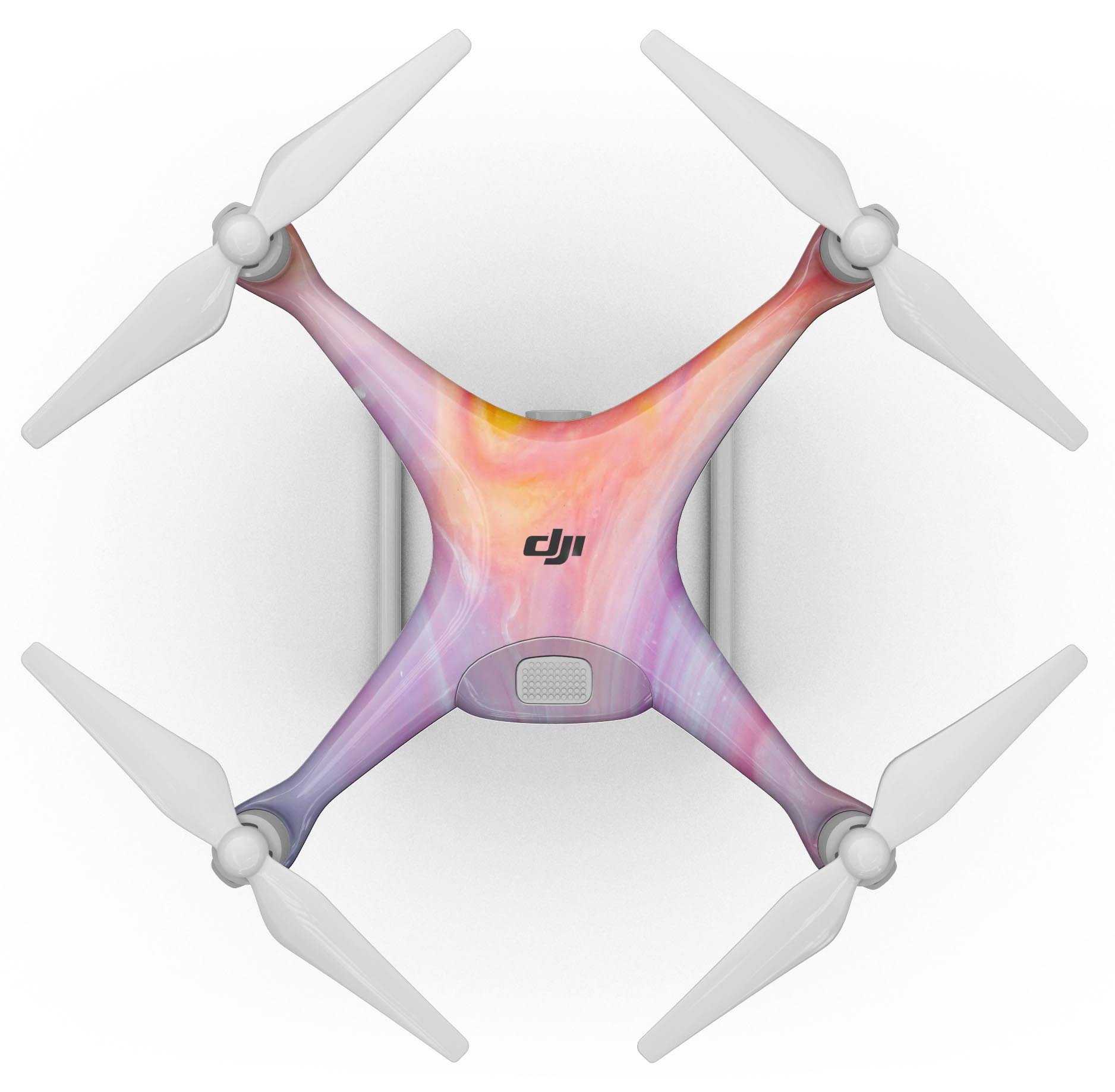 Marbleized Pink and Purple Paradise V2 Full-Body Skin Kit for DJI Phantom 4 Drone, showcasing vibrant colors and sleek design.