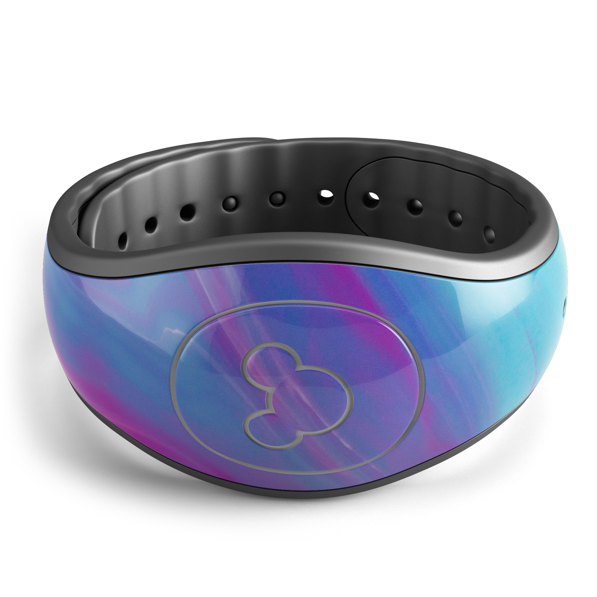 Marbleized Pink Ocean Blue decal skin wrap kit for Disney Magic Band, showcasing vibrant colors and a stylish design.