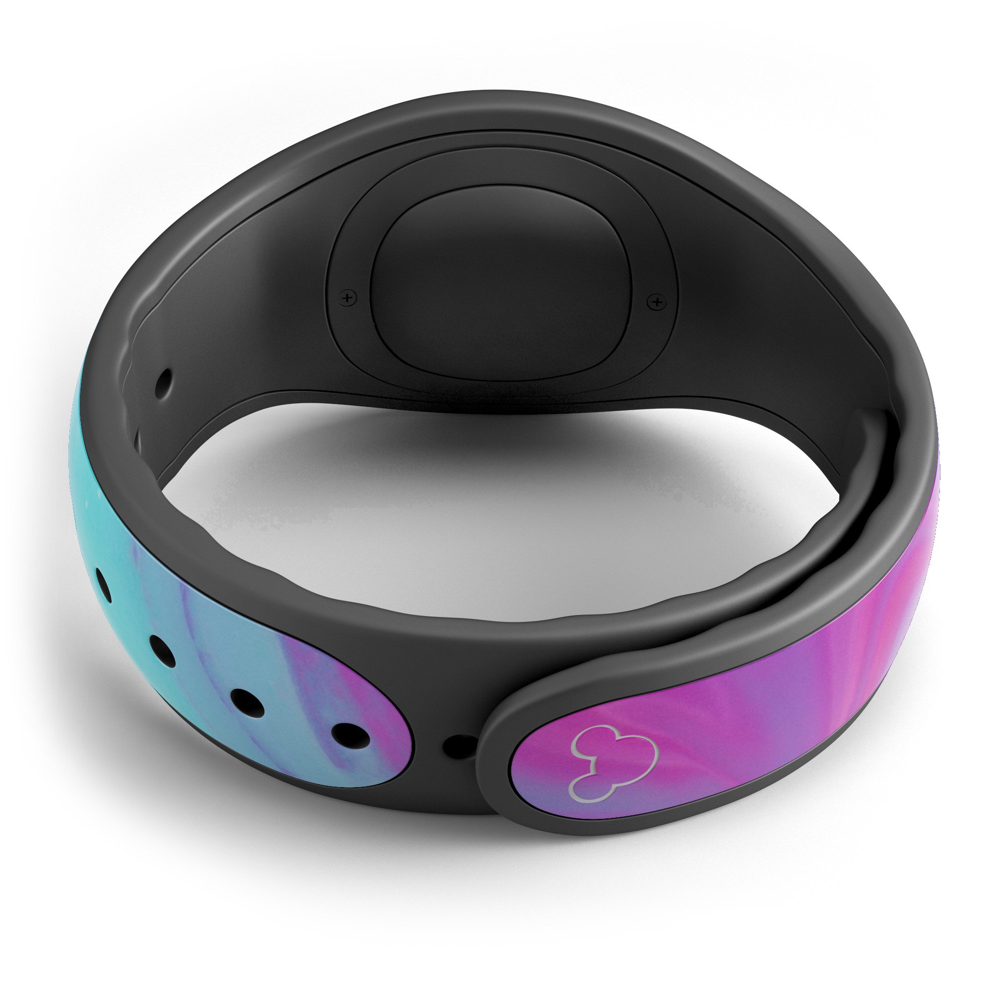 Marbleized Pink Ocean Blue decal skin wrap kit for Disney Magic Band, showcasing vibrant colors and a stylish design.