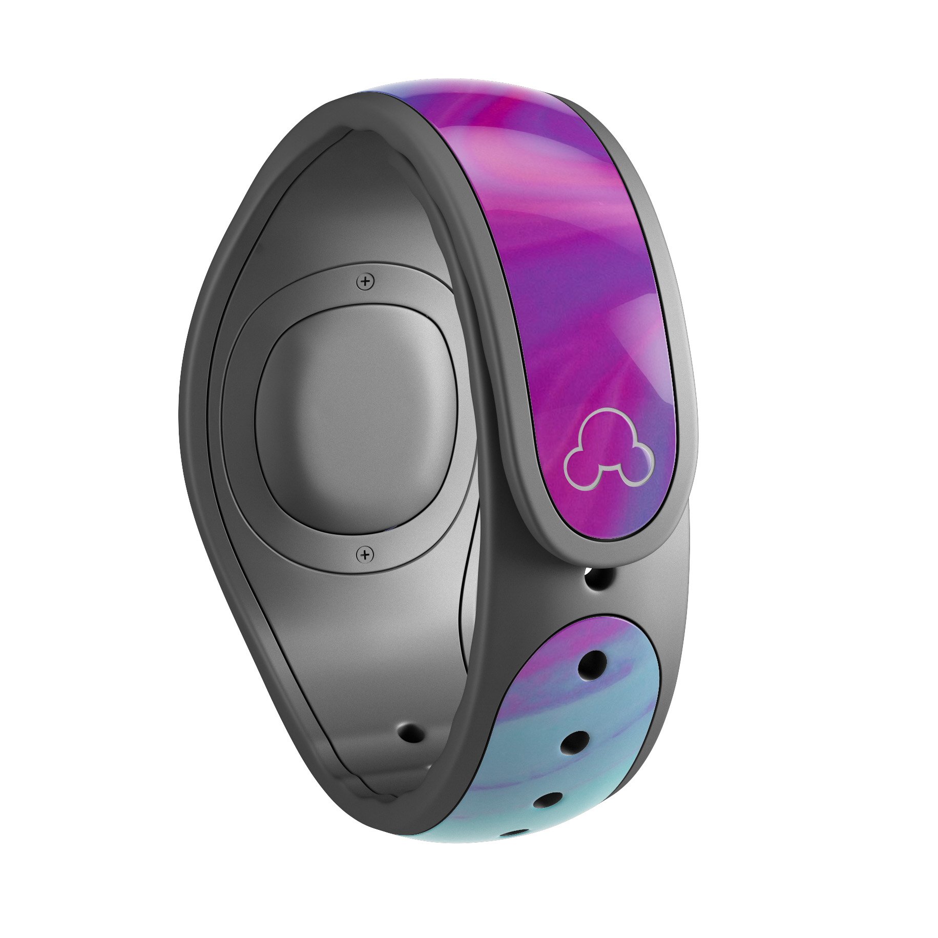 Marbleized Pink Ocean Blue decal skin wrap kit for Disney Magic Band, showcasing vibrant colors and a stylish design.