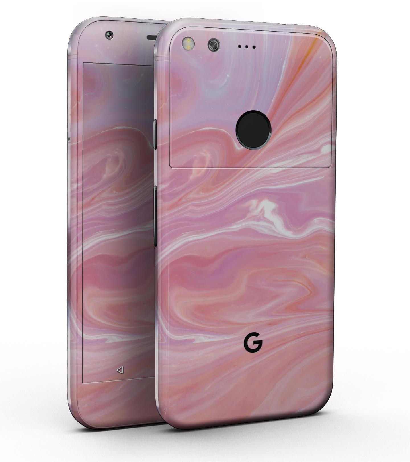 Marbleized Pink Paradise Full-Body Skin Kit for Google Pixel, showcasing a stylish marble design with precision fit.
