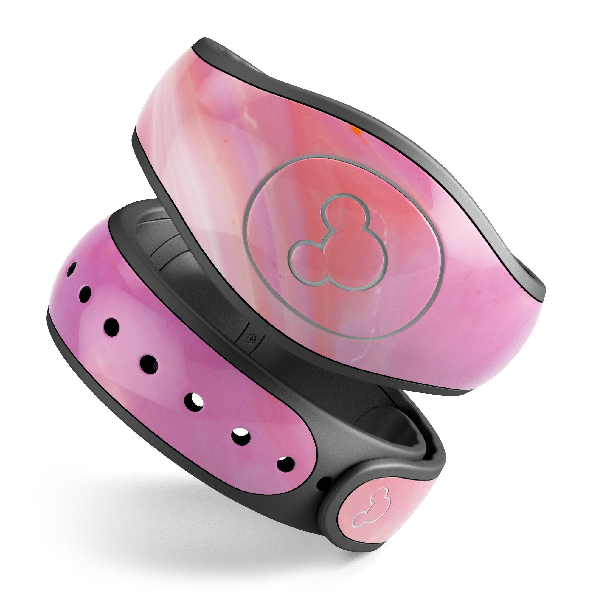 Marbleized Pink Paradise V2 decal skin wrap kit for Disney Magic Band, showcasing a stylish pink marble design.