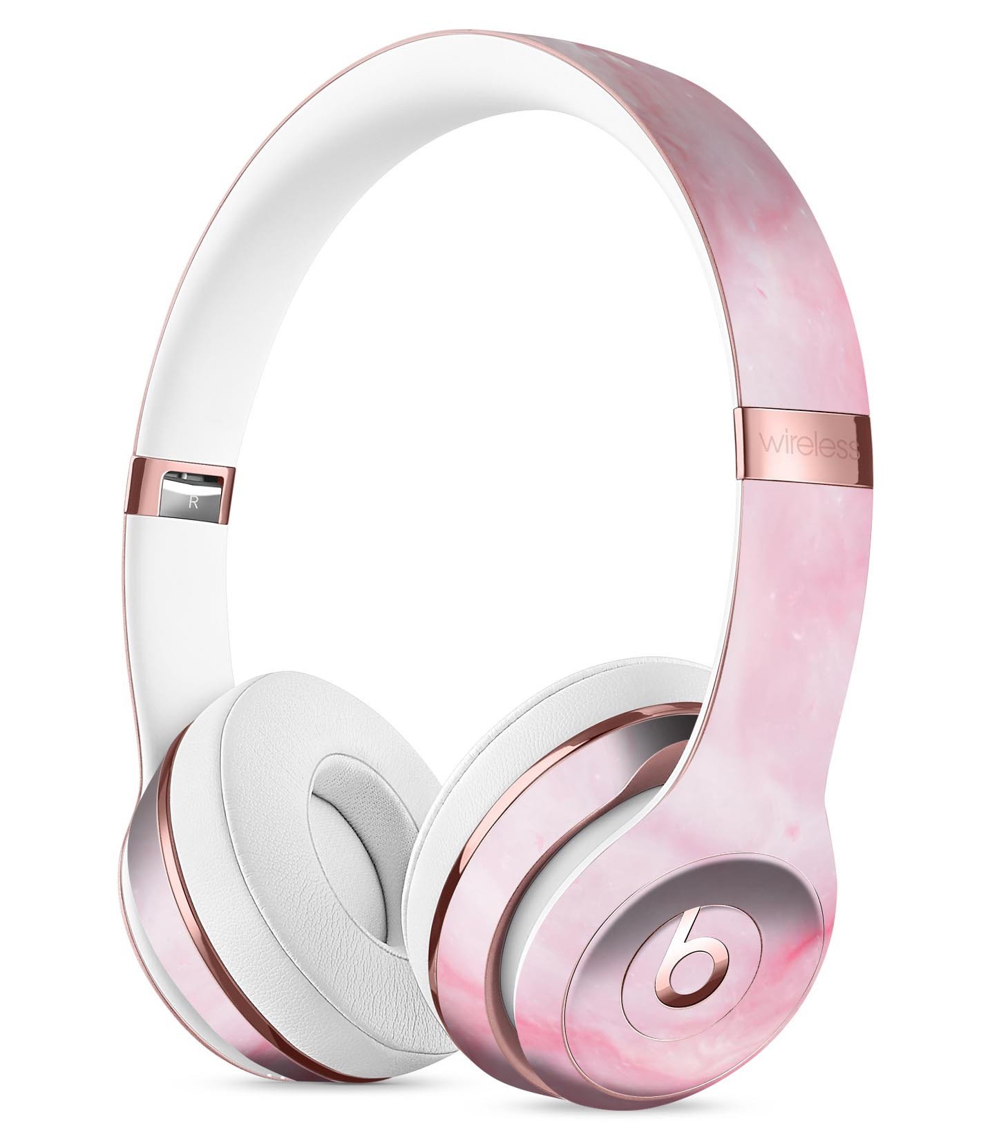 Marbleized Pink Paradise V4 Full-Body Skin Kit for Beats by Dre Solo 3 Wireless Headphones, showcasing vibrant pink marble design.