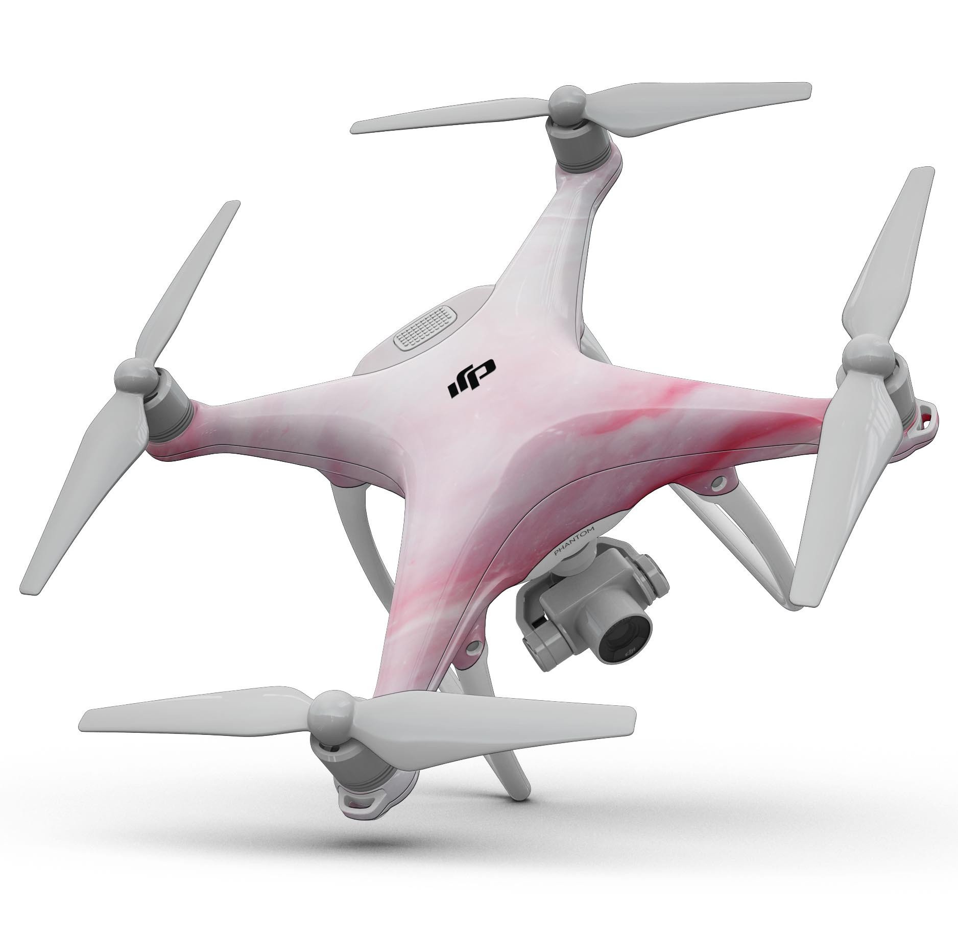 Marbleized Pink Paradise V4 Full-Body Skin Kit for DJI Phantom 4, showcasing a vibrant pink marble design.