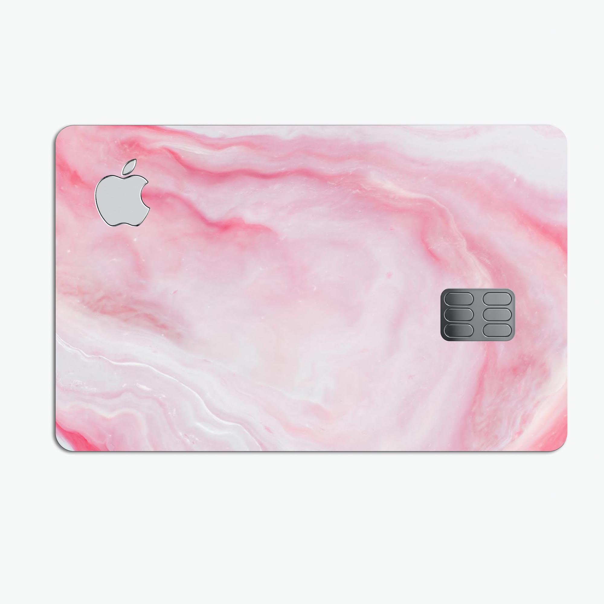 Marbleized Pink Paradise V4 decal skin for Apple Card, showcasing vibrant pink marble design with a glossy finish.