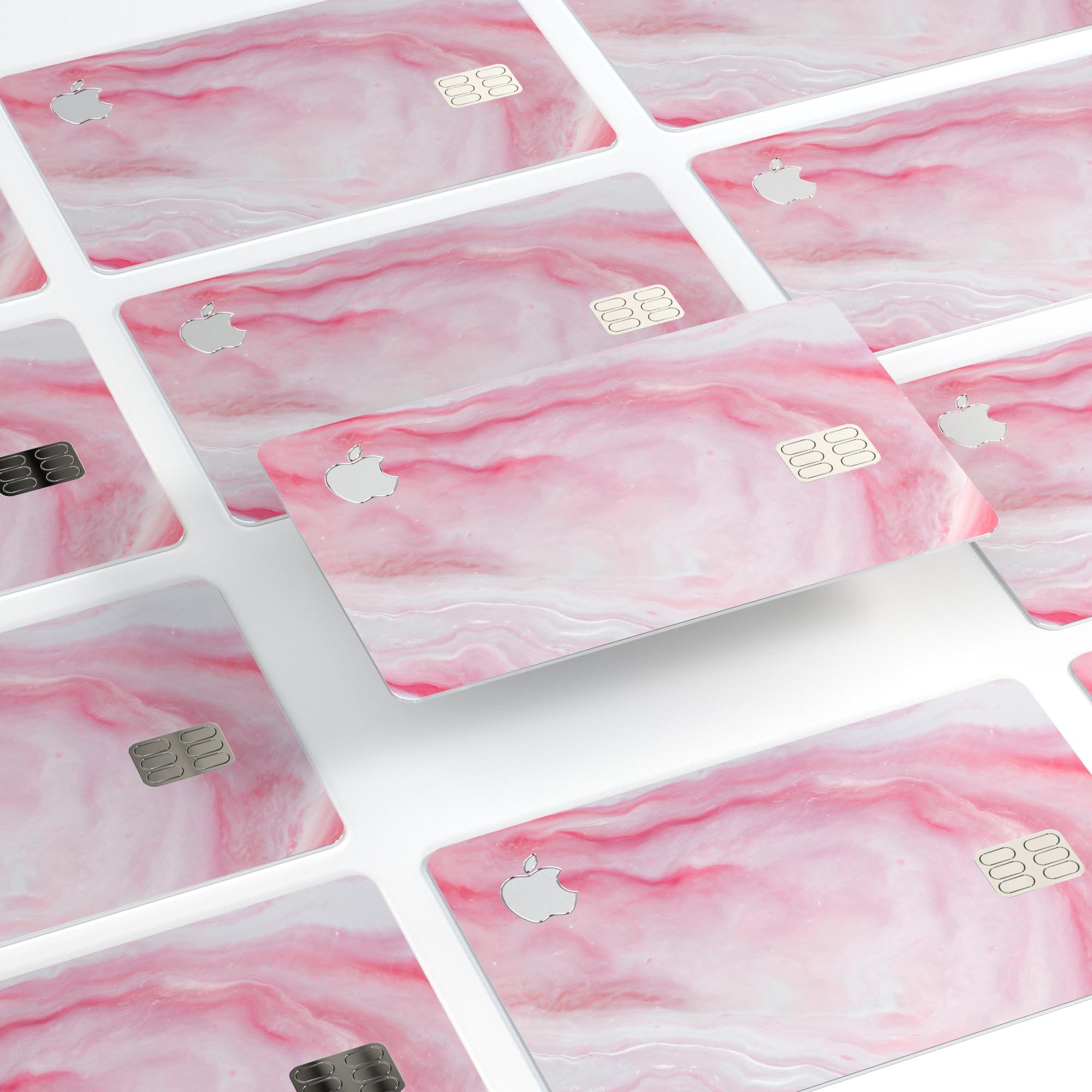 Marbleized Pink Paradise V4 decal skin for Apple Card, showcasing vibrant pink marble design with a glossy finish.