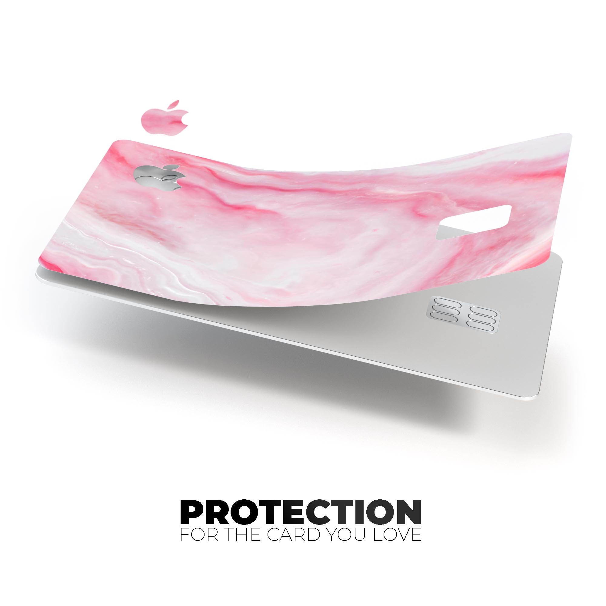Marbleized Pink Paradise V4 decal skin for Apple Card, showcasing vibrant pink marble design with a glossy finish.