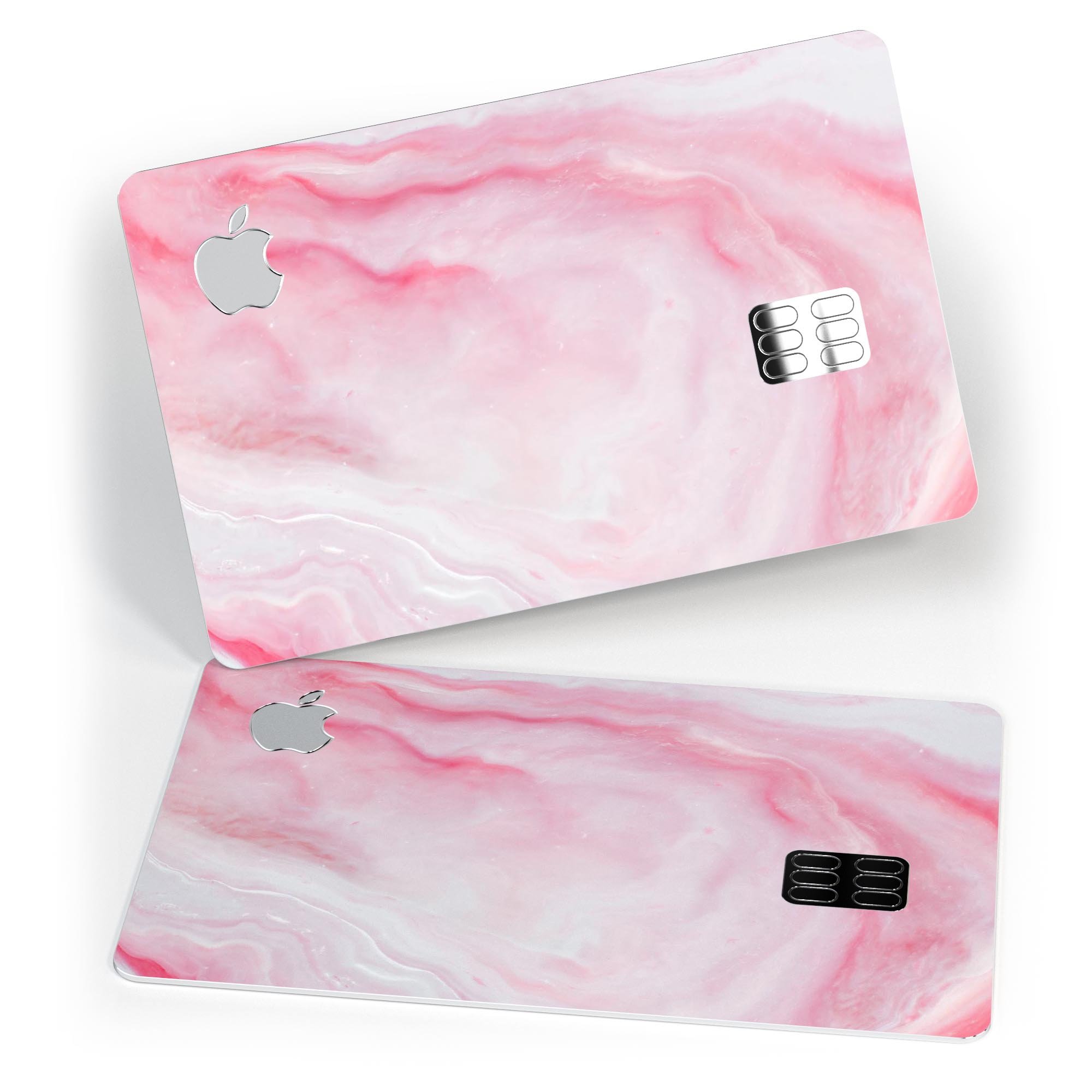 Marbleized Pink Paradise V4 decal skin for Apple Card, showcasing vibrant pink marble design with a glossy finish.