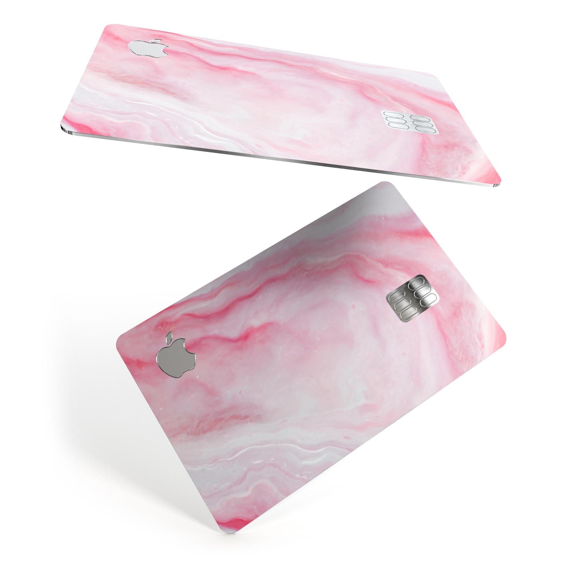 Marbleized Pink Paradise V4 decal skin for Apple Card, showcasing vibrant pink marble design with a glossy finish.