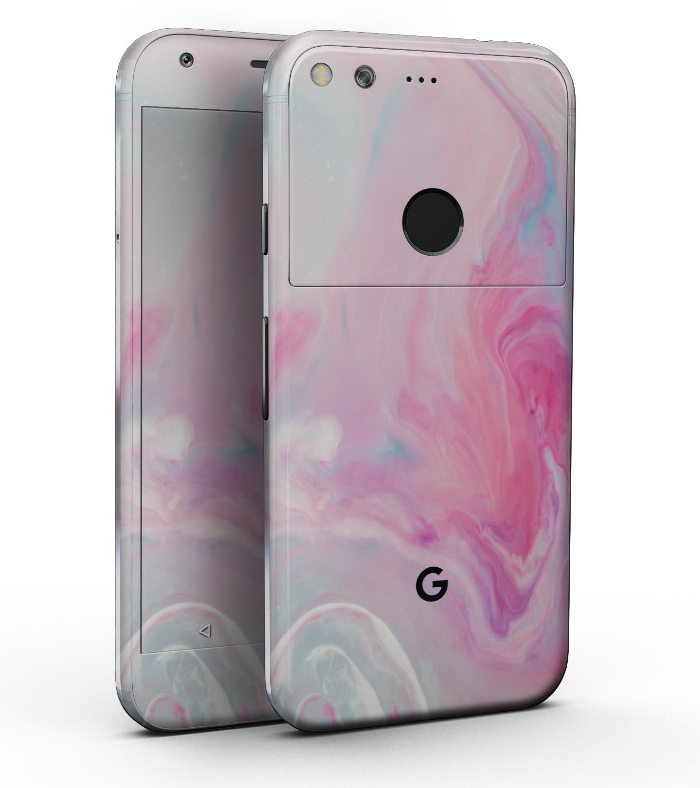 Marbleized Pink Paradise V5 Full-Body Skin Kit for Google Pixel, showcasing a vibrant pink marble design.