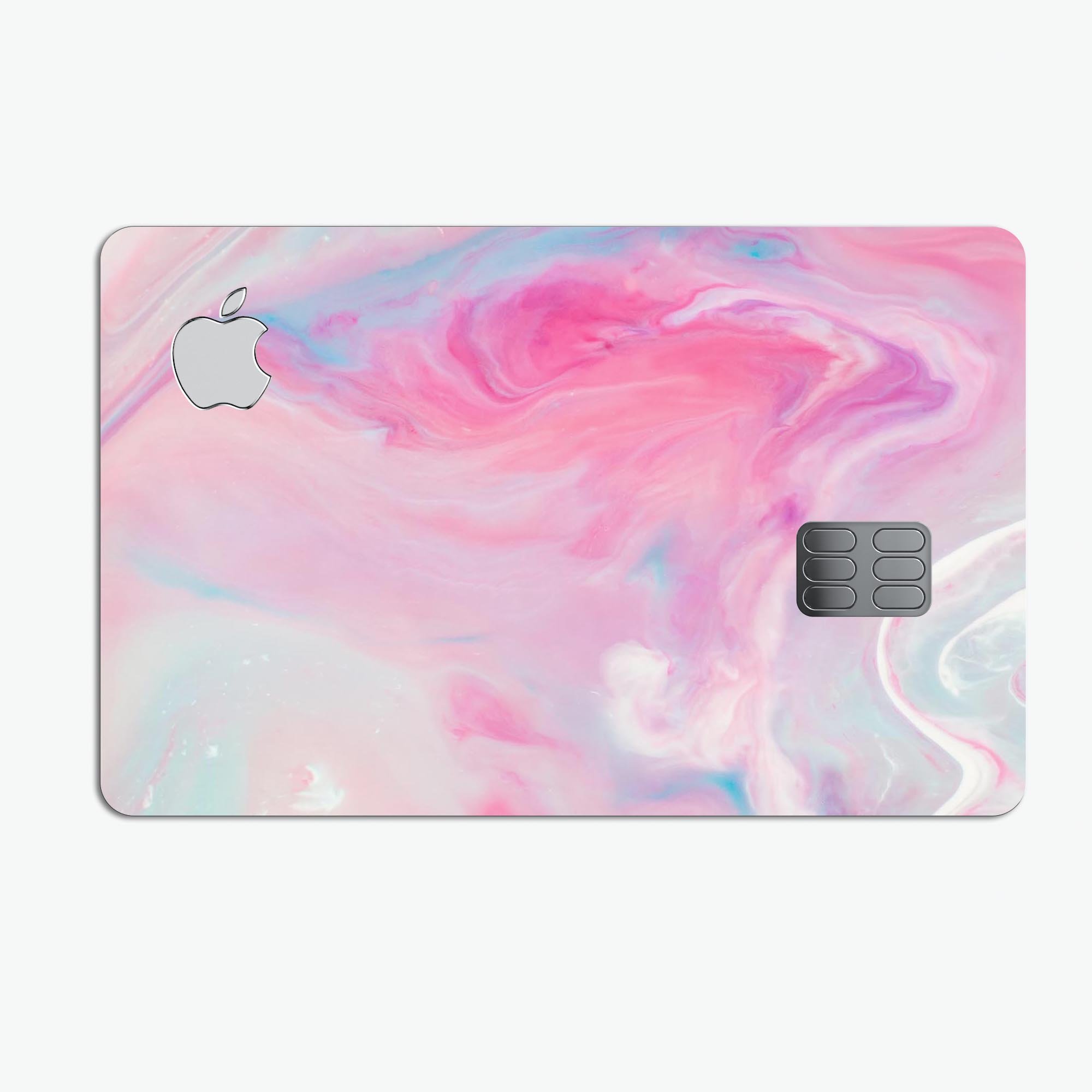 Marbleized Pink Paradise V5 decal skin for Apple Card, showcasing a vibrant pink marble design with a glossy finish.