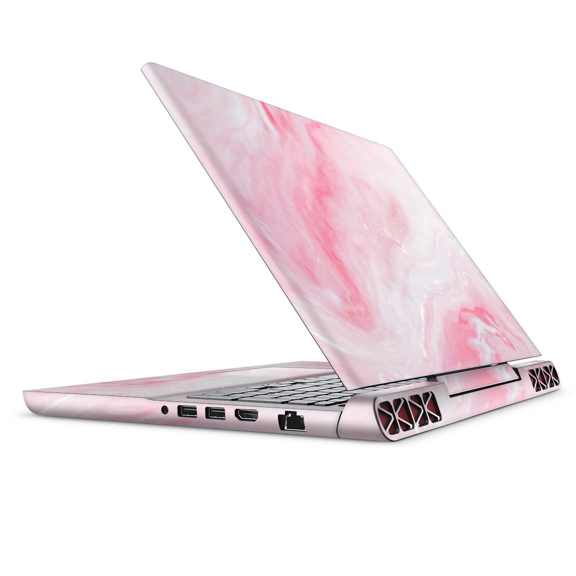 Marbleized Pink Paradise V6 skin decal wrap kit for Dell Inspiron 15 7000, showcasing a stylish marble design with a soft-touch finish.