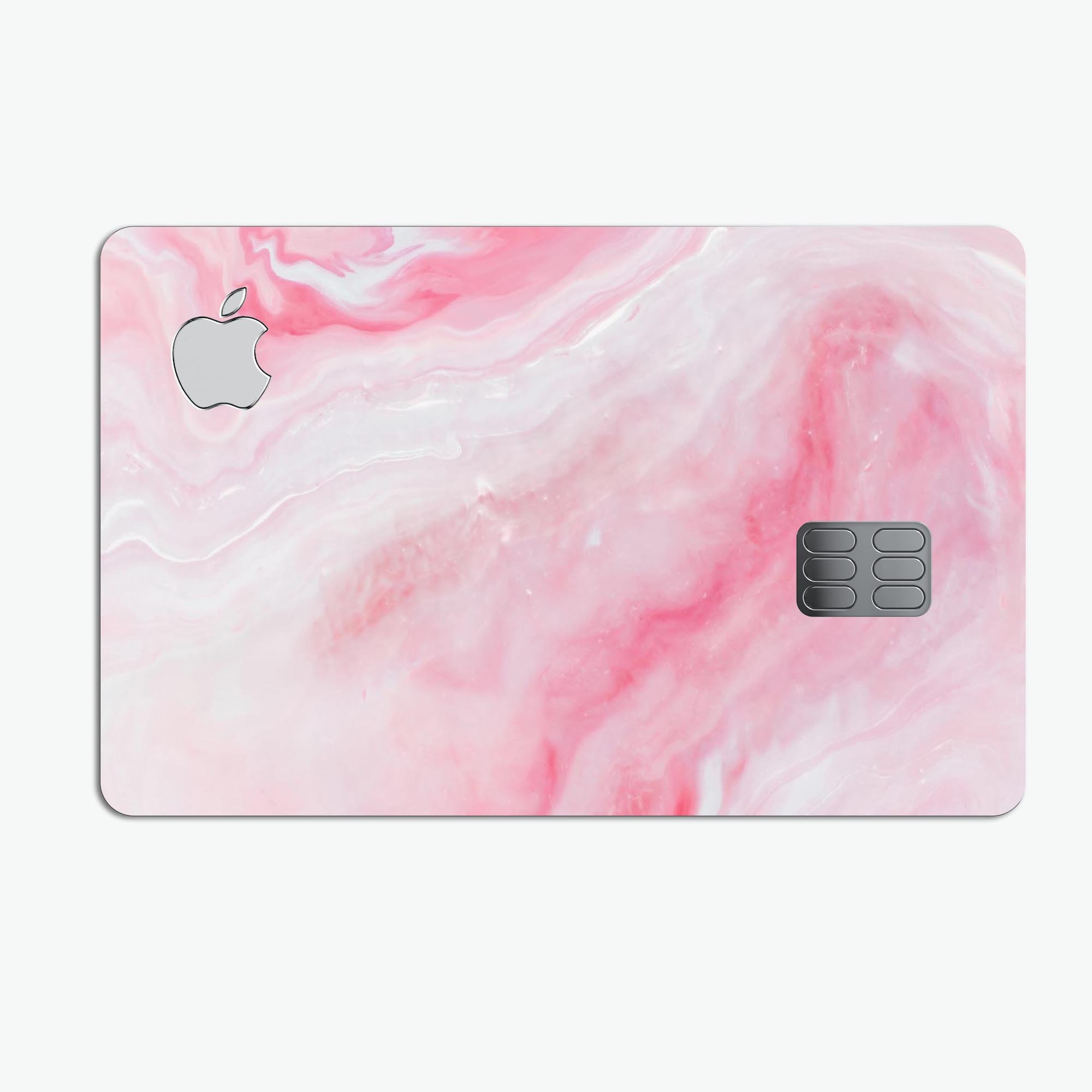 Marbleized Pink Paradise V6 decal skin for Apple Card, showcasing a vibrant pink marble design with a glossy finish.