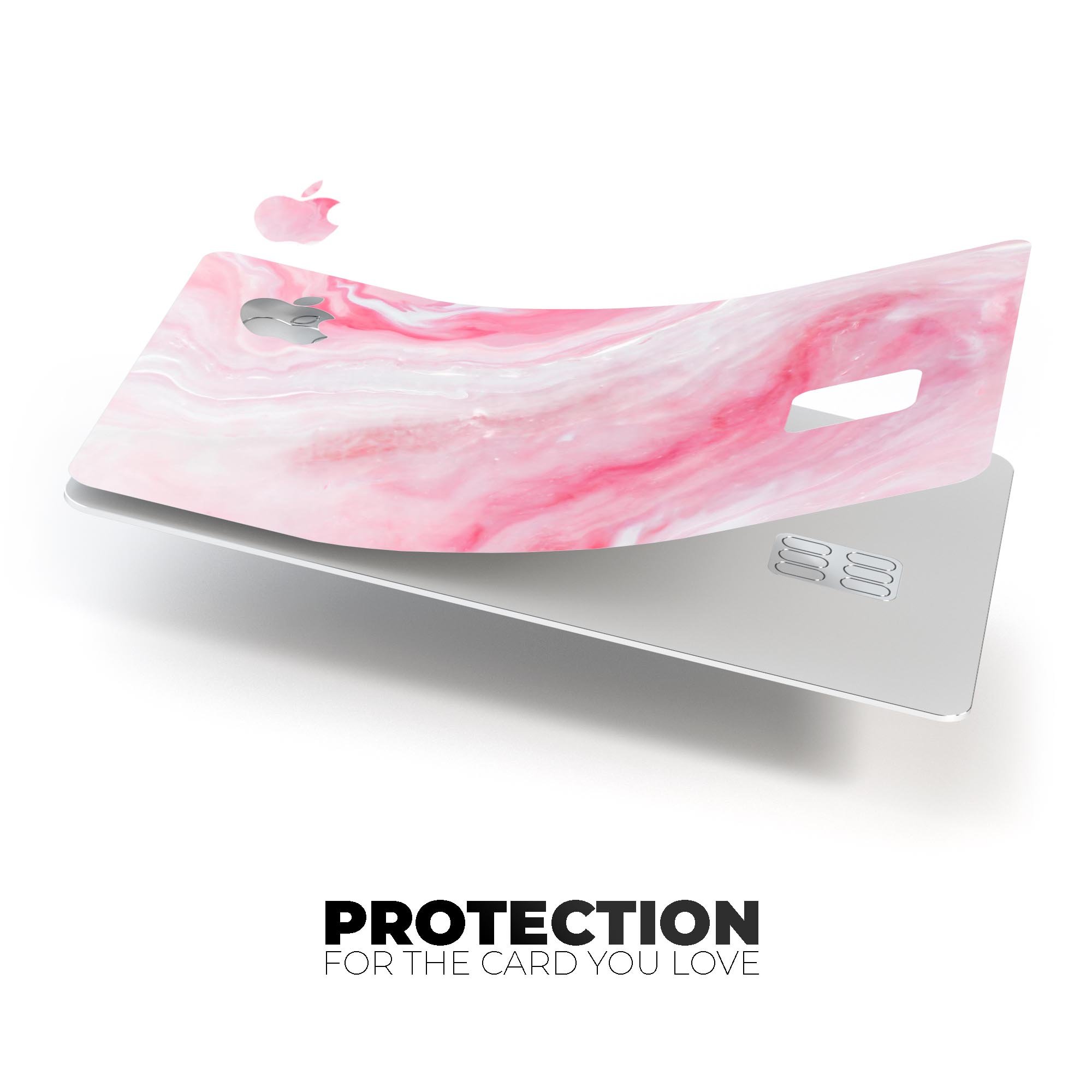 Marbleized Pink Paradise V6 decal skin for Apple Card, showcasing a vibrant pink marble design with a glossy finish.