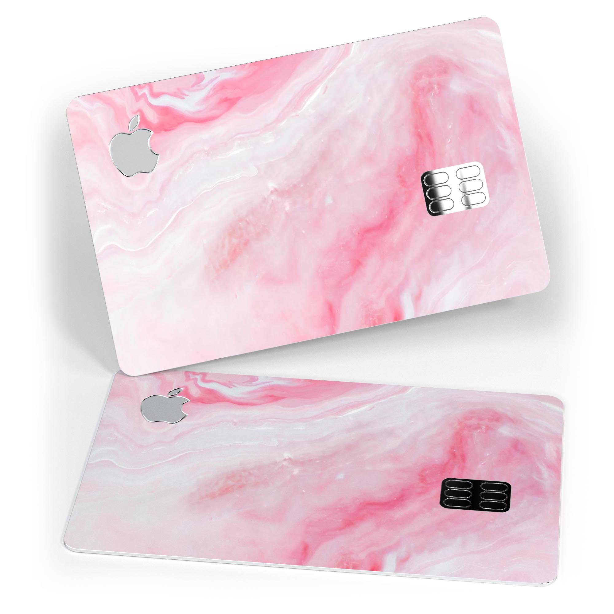 Marbleized Pink Paradise V6 decal skin for Apple Card, showcasing a vibrant pink marble design with a glossy finish.