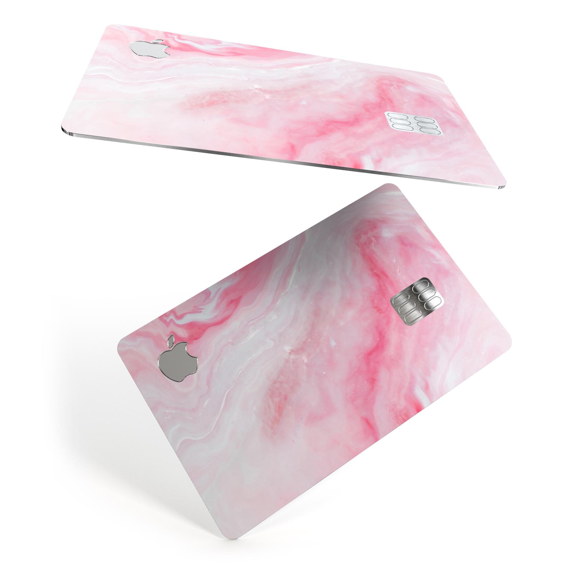 Marbleized Pink Paradise V6 decal skin for Apple Card, showcasing a vibrant pink marble design with a glossy finish.
