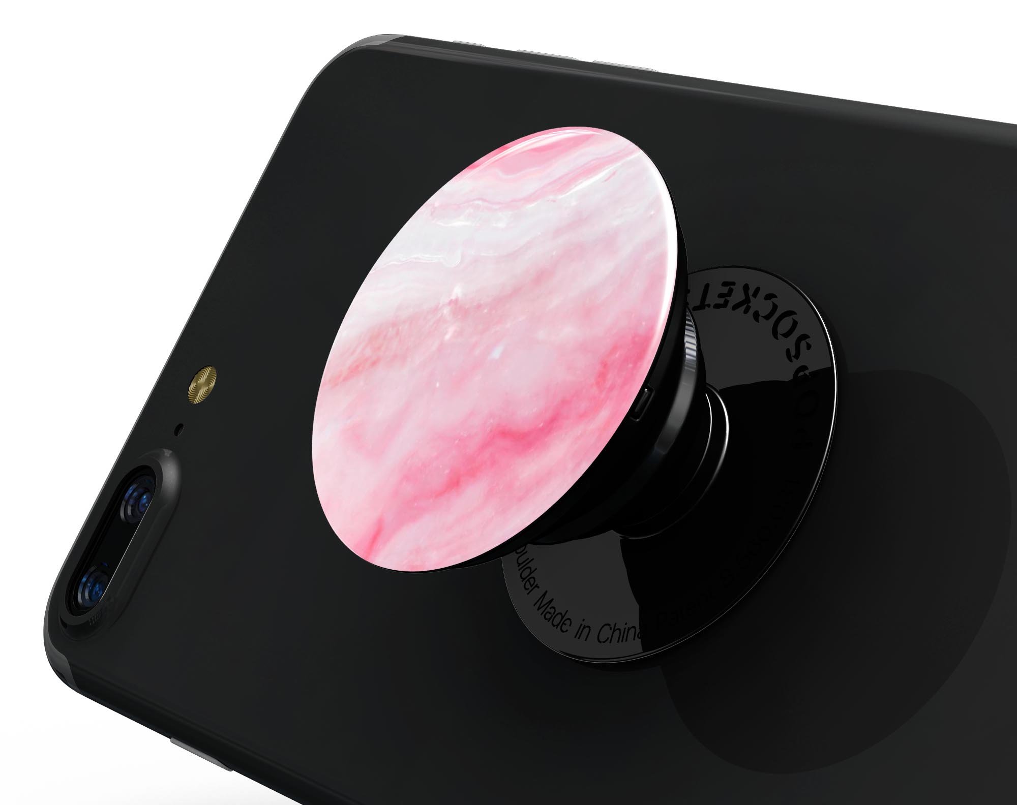 Marbleized Pink Paradise V6 Skin Kit for PopSockets featuring a vibrant pink and white marble design.
