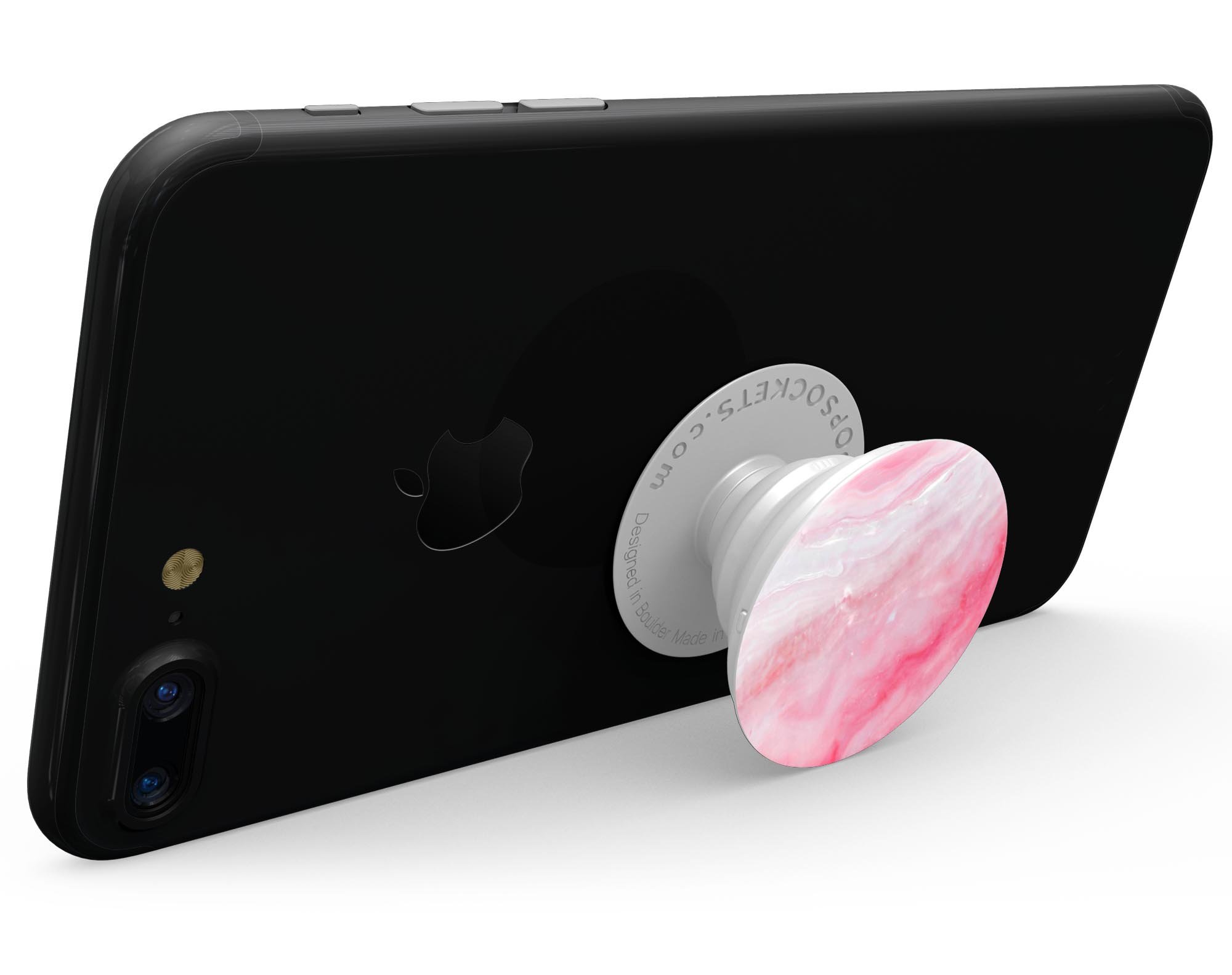 Marbleized Pink Paradise V6 Skin Kit for PopSockets featuring a vibrant pink and white marble design.