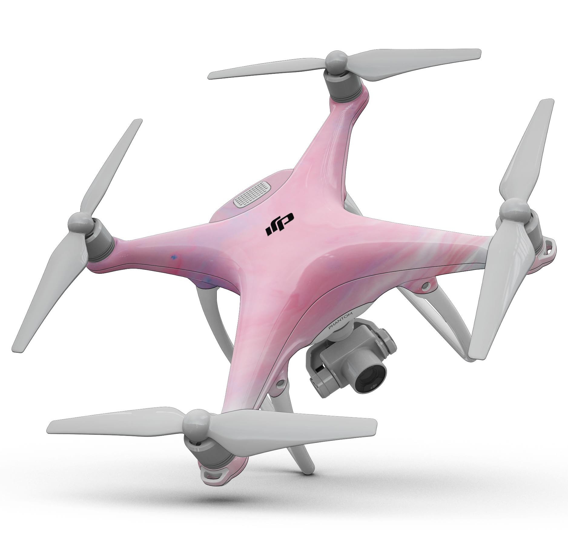 Marbleized Pink Paradise V7 Full-Body Skin Kit for DJI Phantom 4, showcasing a vibrant pink marble design.