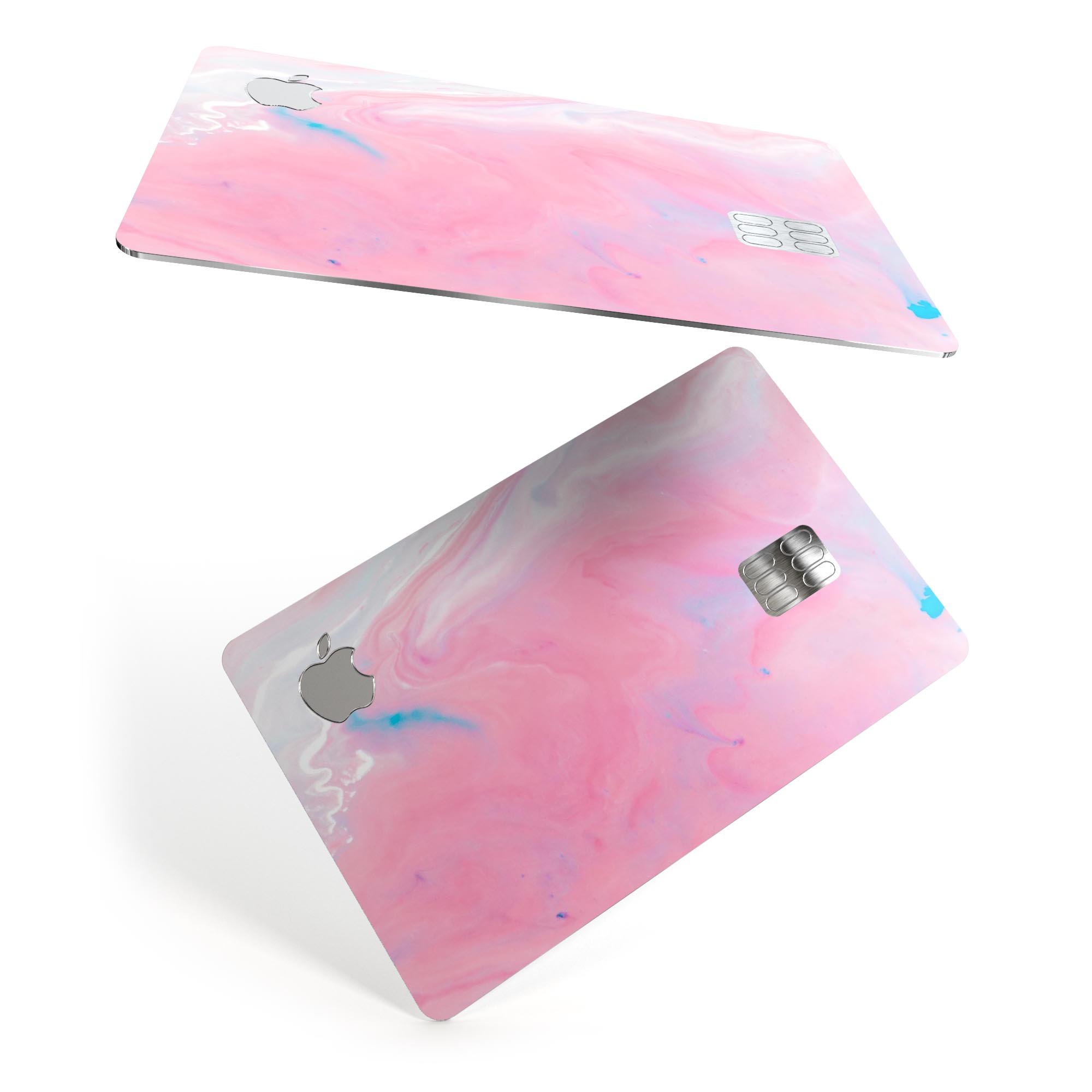 Marbleized Pink Paradise V7 decal skin for Apple Card, showcasing a vibrant marble design with a glossy finish.